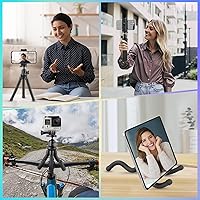 Vista 5 de UBeesize Phone Tripod, UBeesize 12 Inch Flexible Cell Phone Tripod Stand Holder with Wireless Remote Shutter & Universal Phone Mount, Compatible