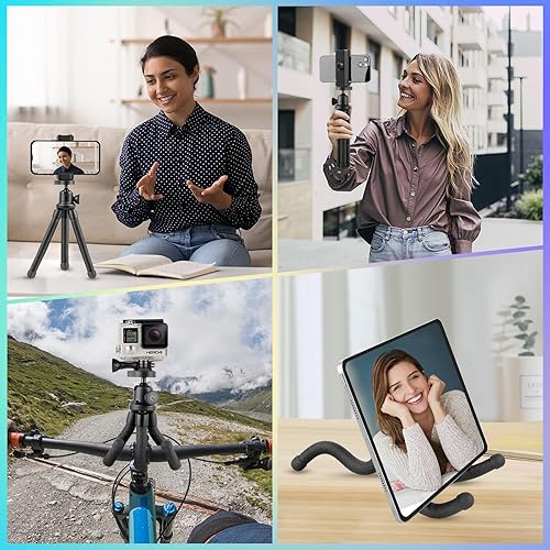 Miniatura 5 de UBeesize Phone Tripod, UBeesize 12 Inch Flexible Cell Phone Tripod Stand Holder with Wireless Remote Shutter & Universal Phone Mount, Compatible