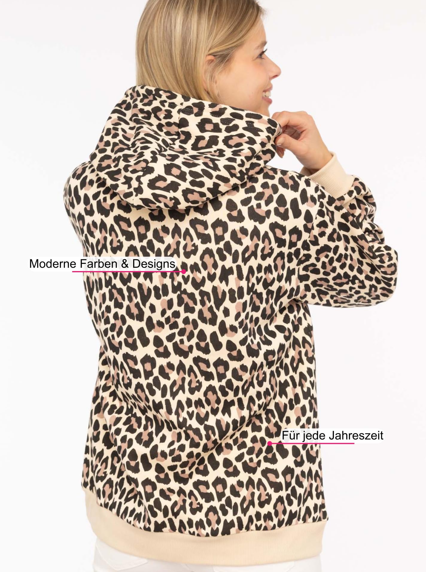 Zwillingsherz Damen Hoodie mit Kapuze – Kuscheliger Oversize Kapuzenpullover – Weicher Sweatshirt Pullover für Frauen Aufdruck – Stylischer Look für Frühling, Herbst & Winter – Loungewear Mode Leo