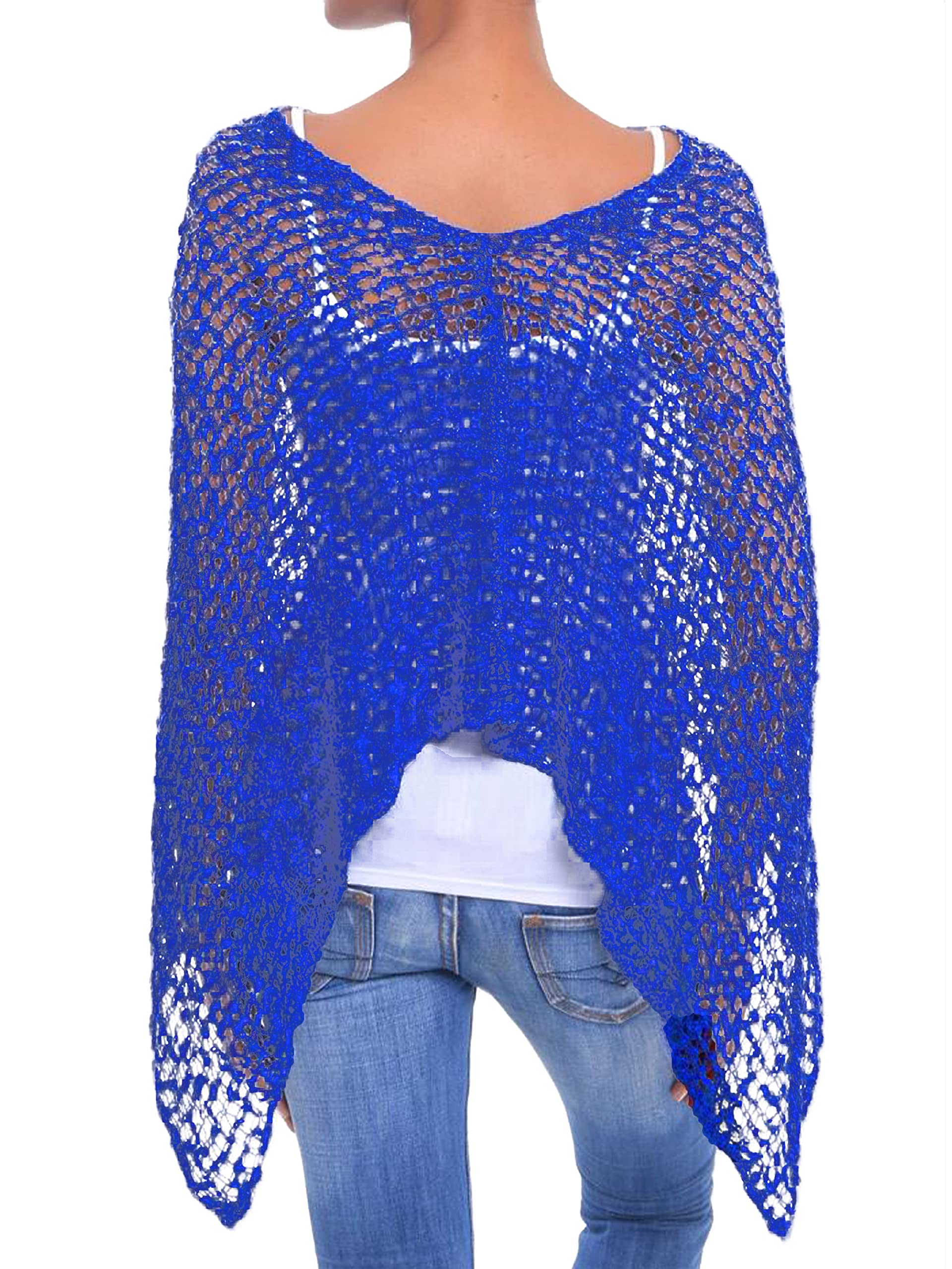 JOPHY & CO. Poncho de mujer de red efecto de punto, abrigo de ganchillo de verano y primavera, ligero y suave (cód. 1511)