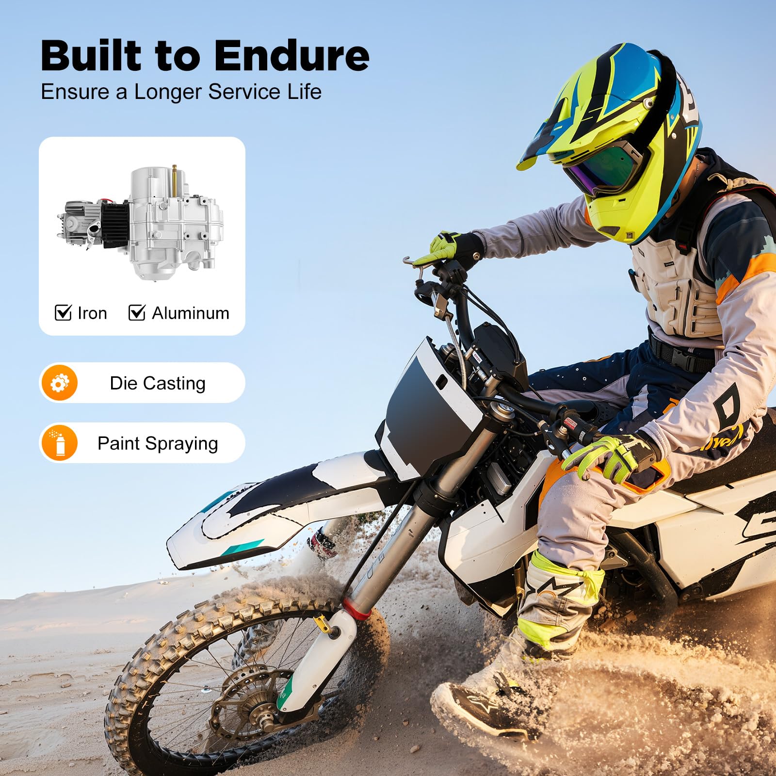 Motor de 125 cc de 4 tiempos, semiautomático, motor ATV, motor de un solo cilindro, refrigerado por aire, arranque eléctrico con cableado + filtro de aire + caja de cadena para pit bike