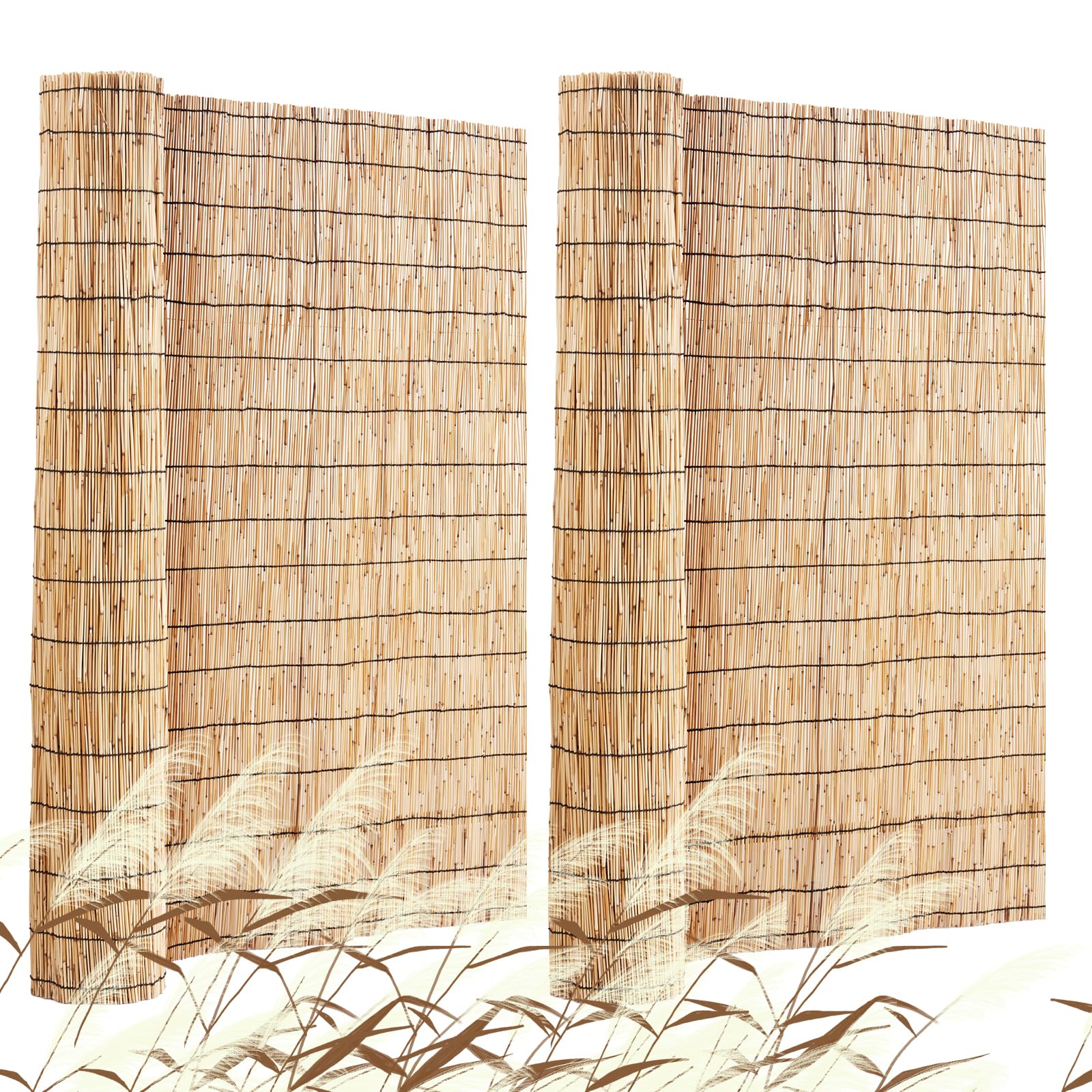 VEVOR Clôture en Roseau Naturel pour Terrasse, 5x1,2 m, Lot de 2, Écran de Confidentialité Décoratif Brise-Vue pour Balc