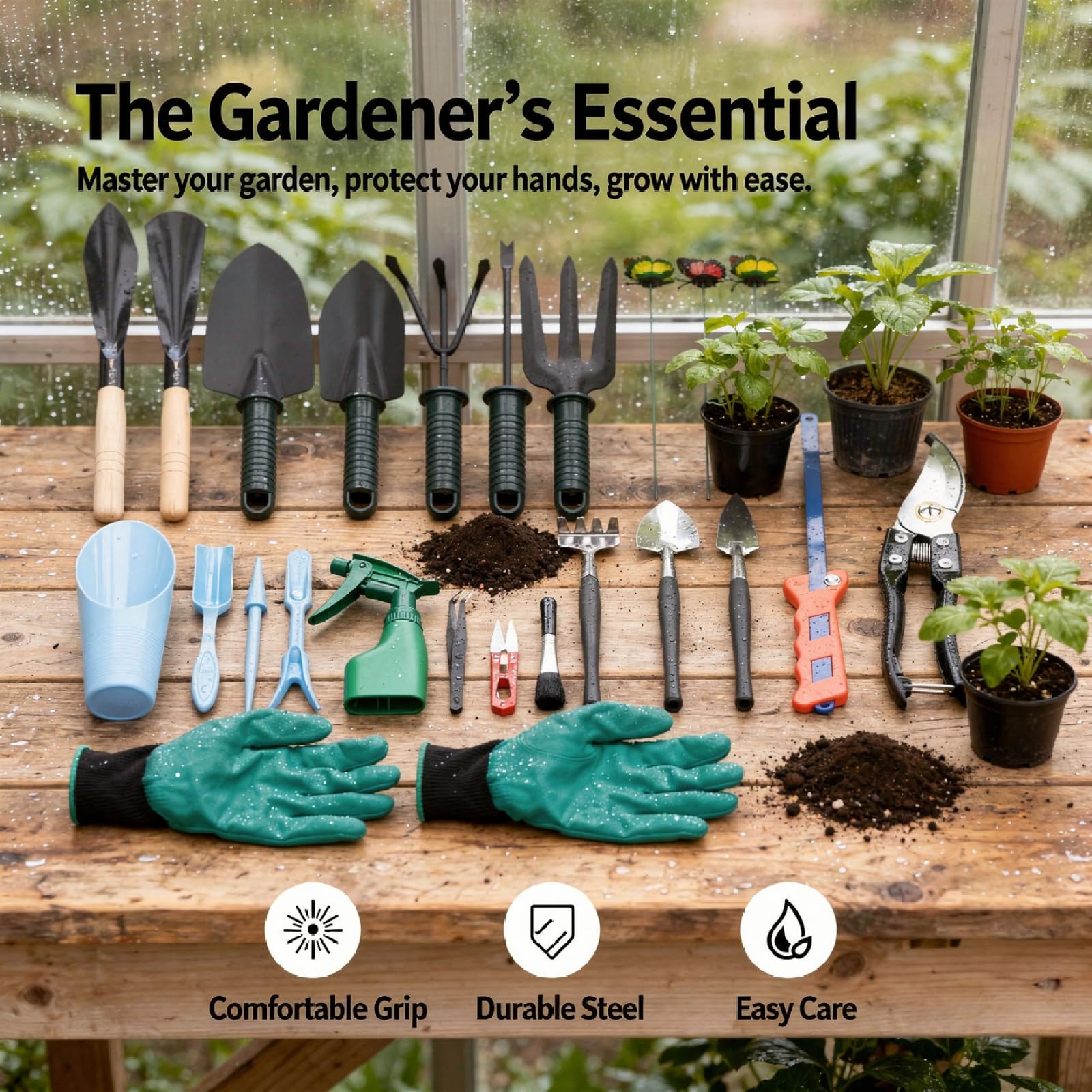 Adventskalender Gartenwerkzeug Set, 24 Tage Countdown bis Weihnachten, Gartengeräte mit Sprühflasche, Pflanzschildern, Gartenschere, ergonomischem Griff und Edelstahl, für Hobbygärtner