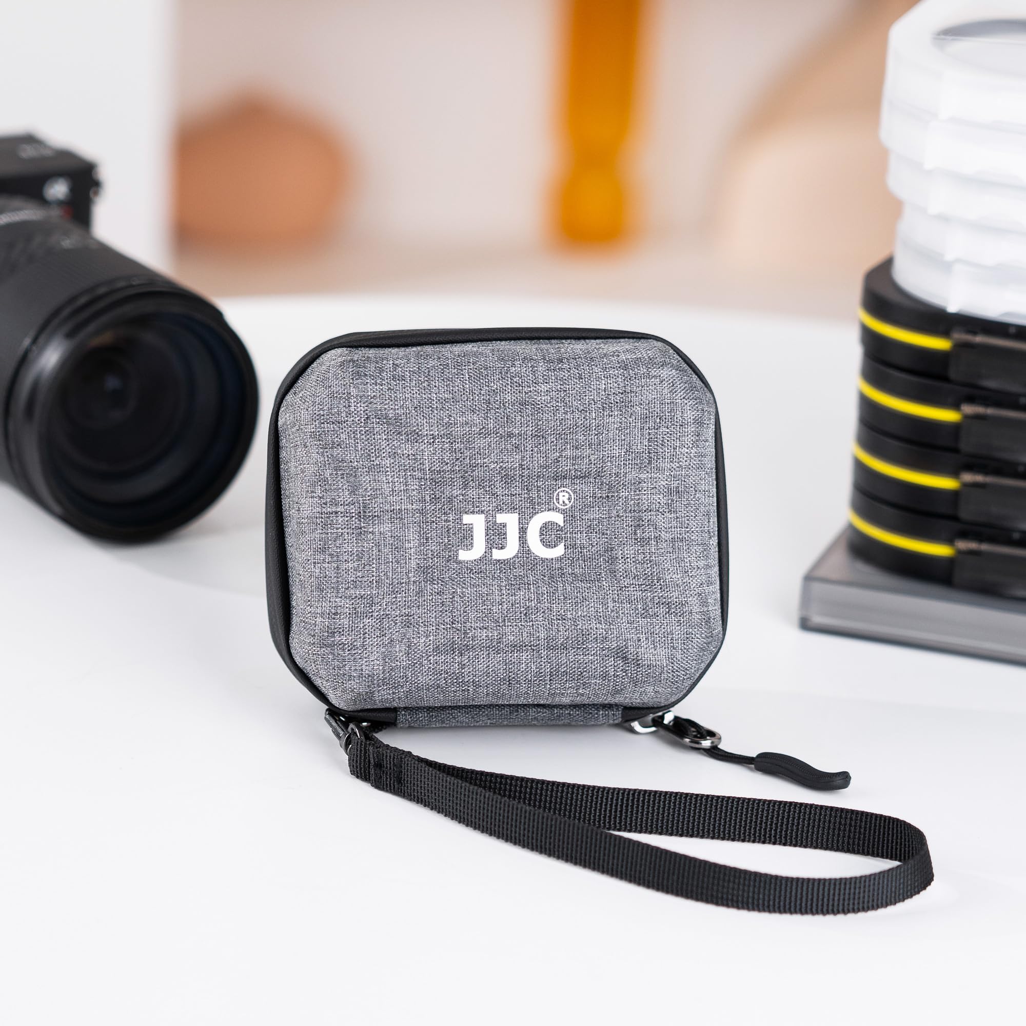 JJC Custodia rigida per 10 filtri, diametro ≤ 67 mm, antipolvere e impermeabile, per filtro ND UV CPL, con cinghia da polso + panno di pulizia