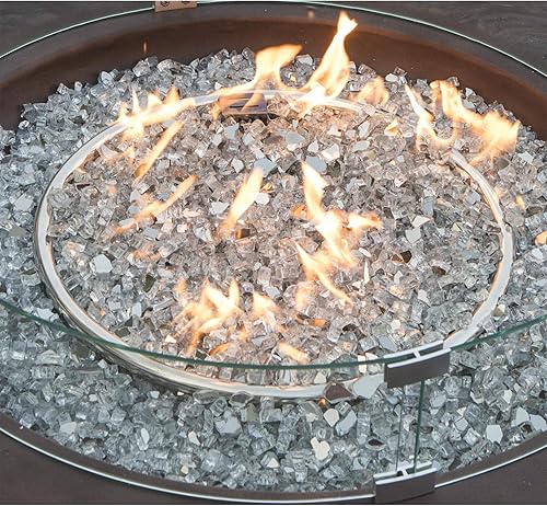 Miniatura 4 de COSIEST Vidrio de fuego oblato de 10 libras para hoguera de chimenea, vidrio de clasificación de temperatura (gris transparente)