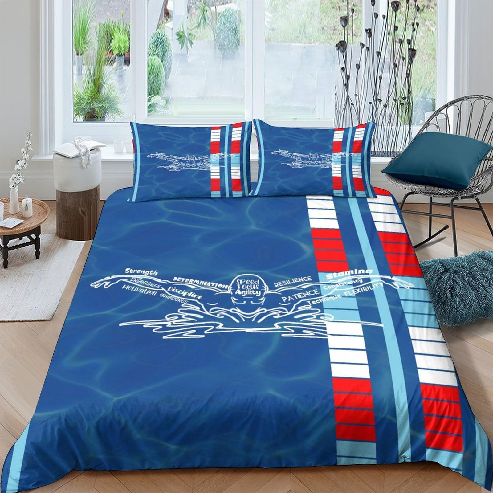 Ctjqhvkz Style-4 3D Printed Blue Eagle Fitted Sheet Microfiber Soft Breathable Stripe Mattress Cover For Bedroom Dorm Decor Single（135X200cm）