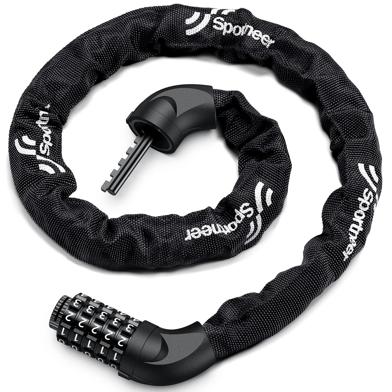 Sportneer Bike Lock: 5 Digit Combination Bike Chain Lock High Security Anti Theft - 3.2ft (0.97m) Heavy Duty Bicycle Lock for Bike Scooter - 6mm Thick