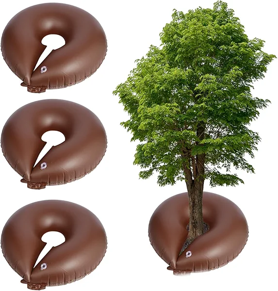 TezhiIe 3 Pack 15 Gallon Tree Watering Ring Bag, PVC Drip Irrigation Water Pouch Automatic Drip System, Watering Donuts for Trees, Deep Root & Low-Profile Slow Release Watering Bag