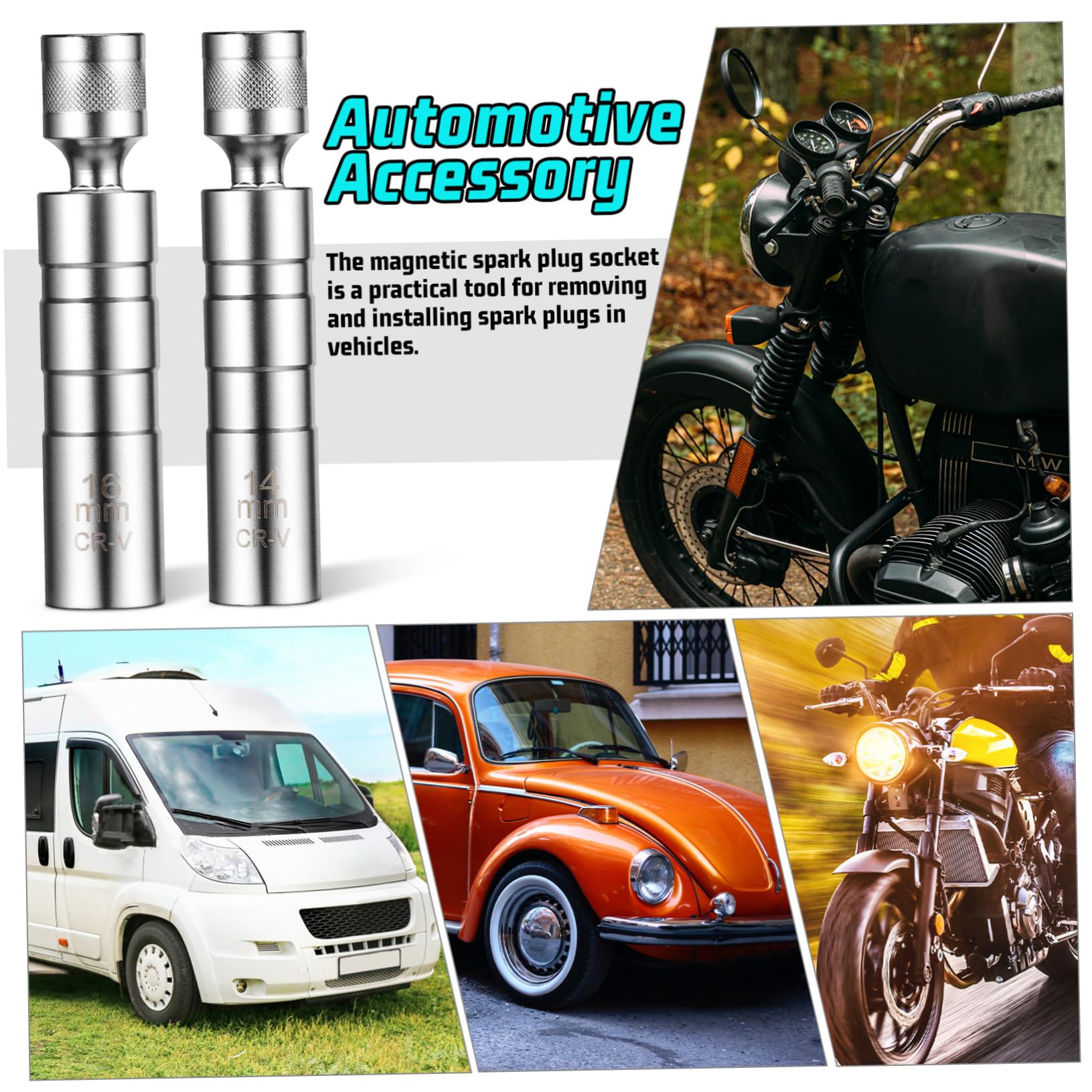 SOLUSTRE 6piezas Llaves De Bujías Magnéticas y Extractor De Bujías Para Autos y Motocicletas Herramienta De Mantenimiento Automotriz