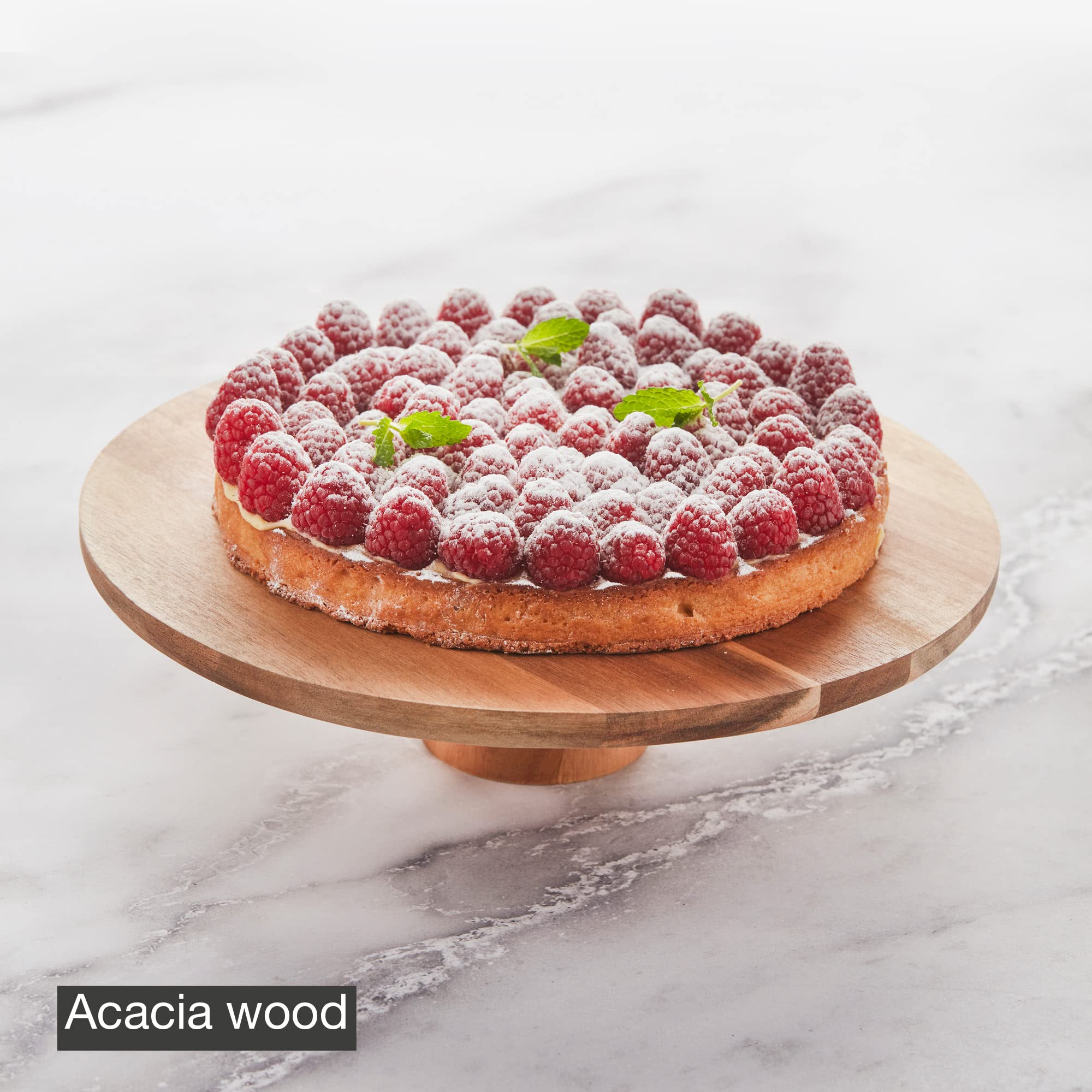 Point-Virgule Piatto per torta con base, accessori per torte e accessori da forno, in legno di acacia, 7,5 cm di altezza, 32 cm
