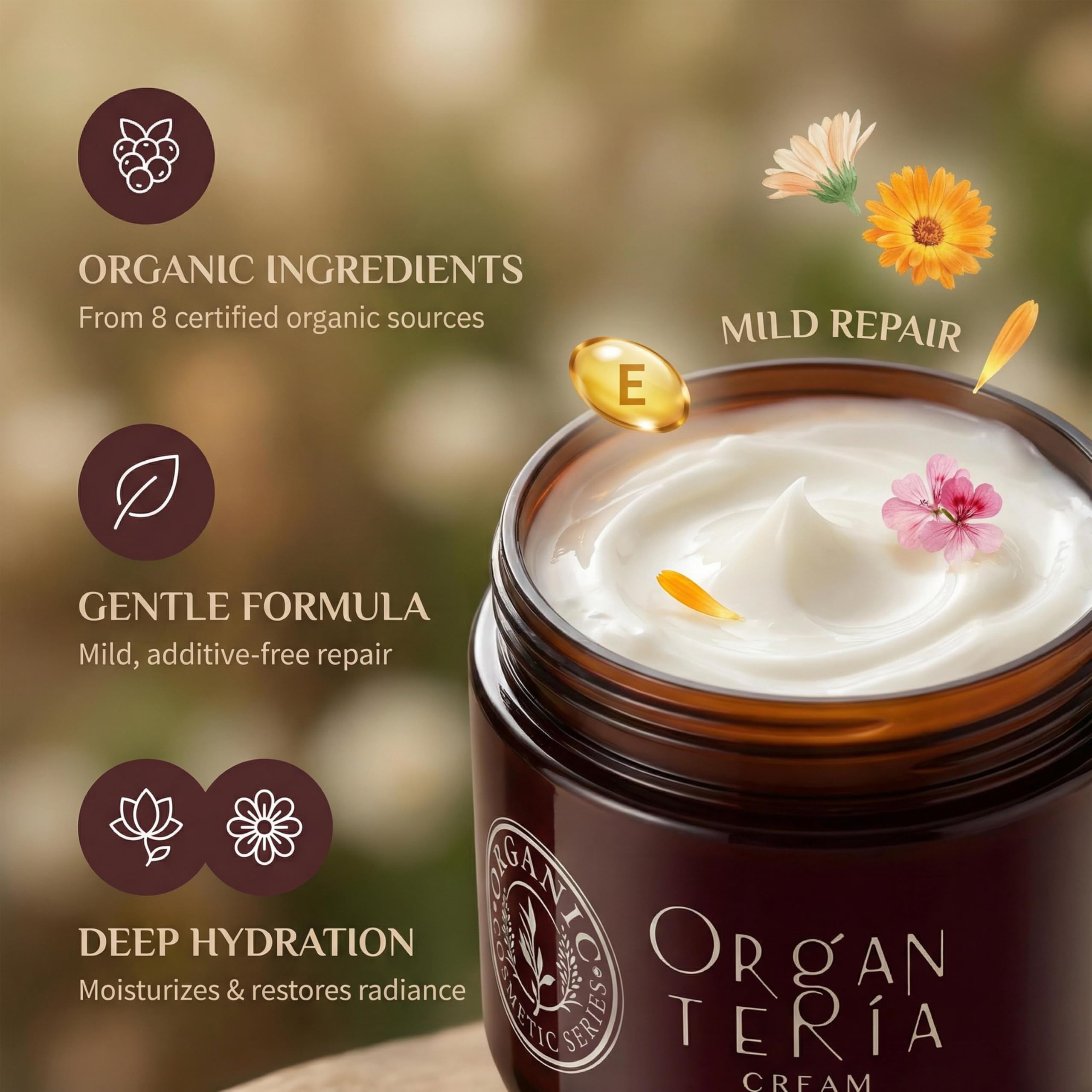 Elitzia Bio krem nawilżający do twarzy, bogaty w składniki odżywcze z olejkiem jojoba, masłem shea i witaminą E, przeciwzmarszczkowy, głębokie nawilżenie, do wszystkich rodzajów skóry, krem na dzień i