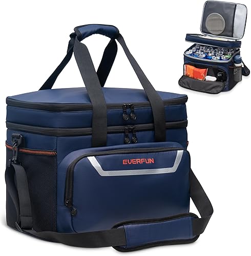 EVERFUN Small Cooler Lunch Box Mini Leak-Proof Soft Double Deck 24 Can Personal Insulated Collapsible Portable Waterproof Lunch Bag Ice Chest for