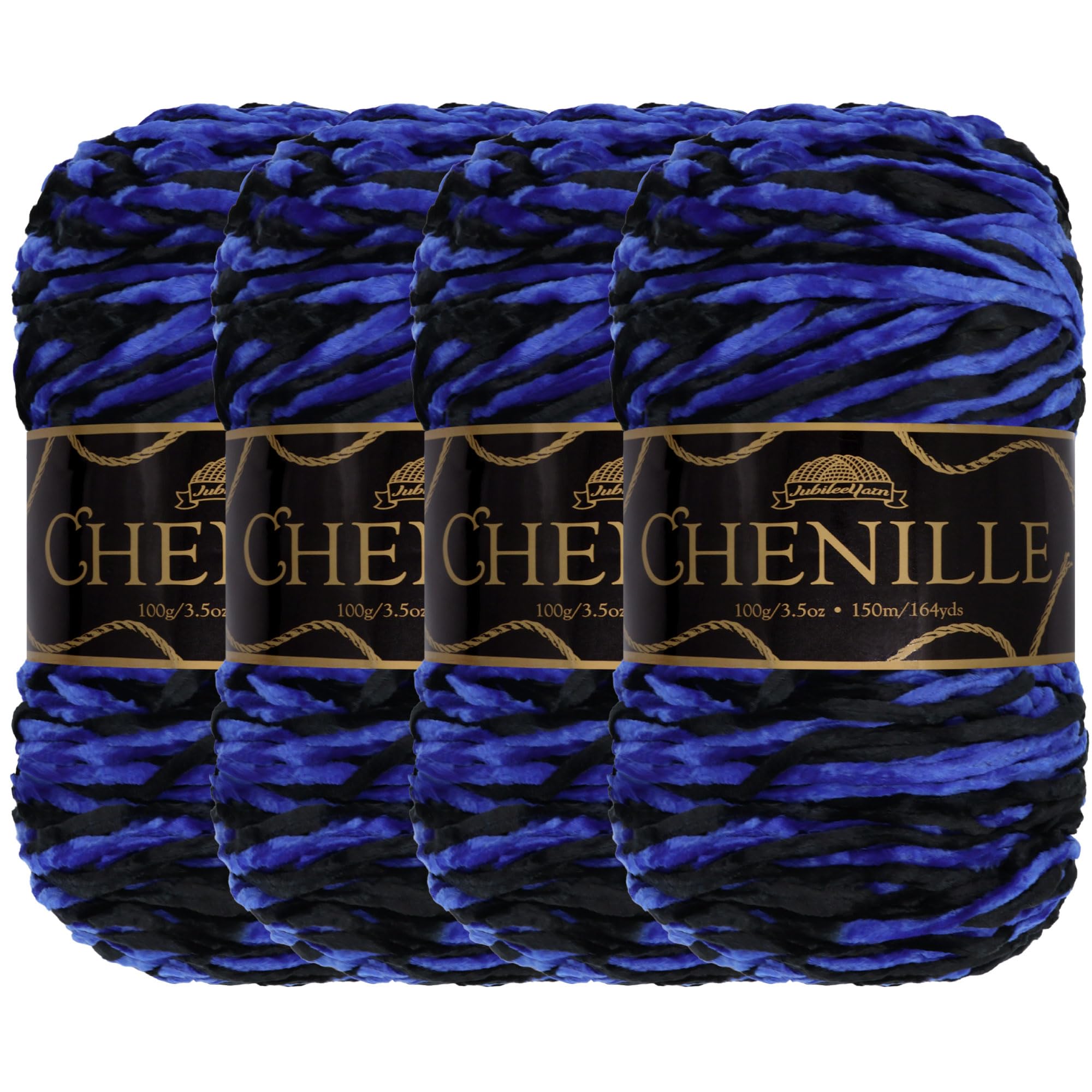 JubileeYarn Chenille Yarn - Worsted Weight - 100g/Skein - Atlantis - 4 Skeins