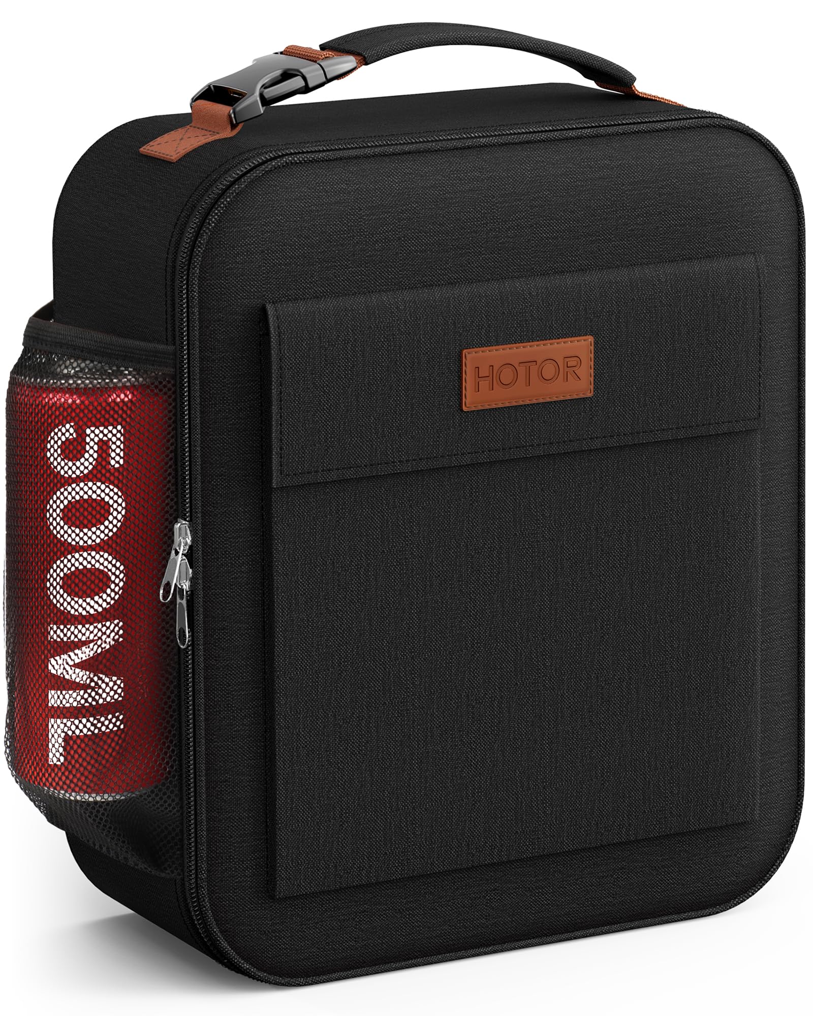 HOTOR Lunch Bag for Men & Women - Large Capacity Insulated Lunch Bag with Mutiple Pockets, Easy-Carrying & Wear-Resistant Cooler Lunch Box for Office, Picnic,Black, 9.06"×4.33"×10.63"
