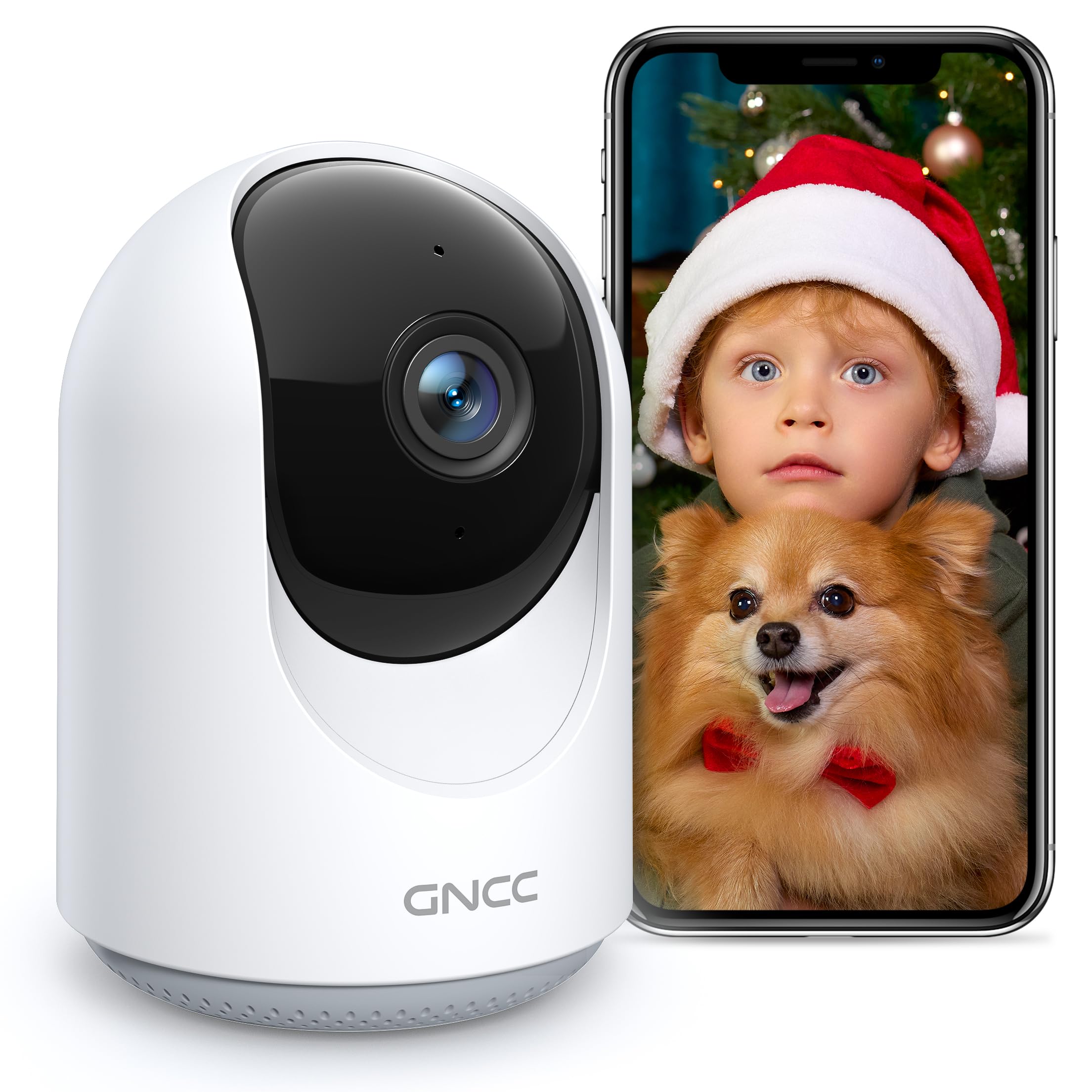 GNCC P1 Camera Vigilancia Interior Cámara de Vigilancia Bebe Camara IP WiFi Interior para Perro/hogar, Audio de 2 vías, detección de Movimiento/Sonido
