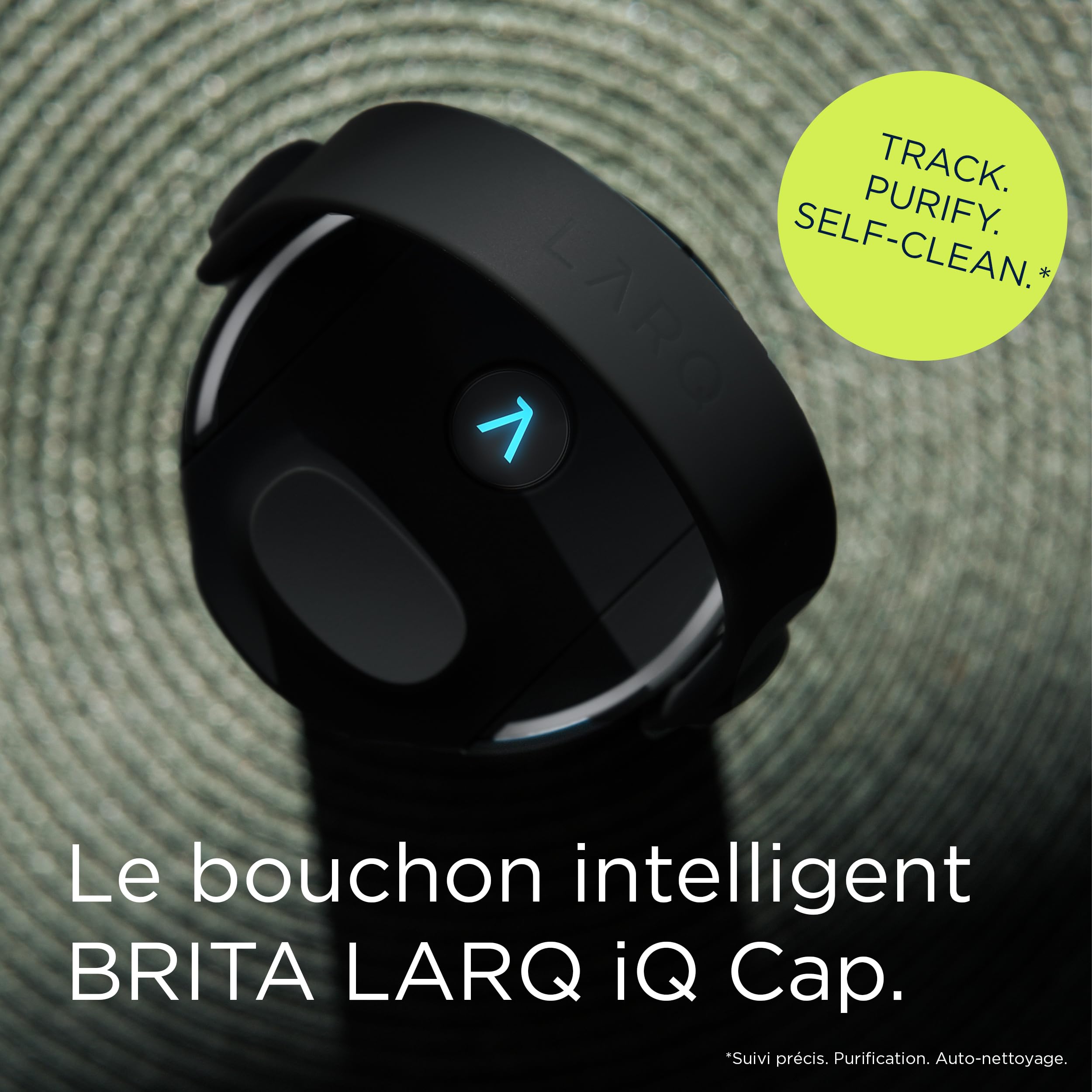 BRITA LARQ IQ Cap Blanc - Bouchon Intelligent pour gourdes LARQ Essential avec Suivi de Filtration dans l’app et LED UV‑C Auto‑nettoyante - élimine Jusqu’à 99,99% des bactéries
