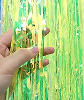 Vista 20 de 3 paquetes de cortinas de papel de aluminio de 9.8 x 3.28 pies, cortinas de flecos metálicos iridiscentes de oropel metálico iridiscente