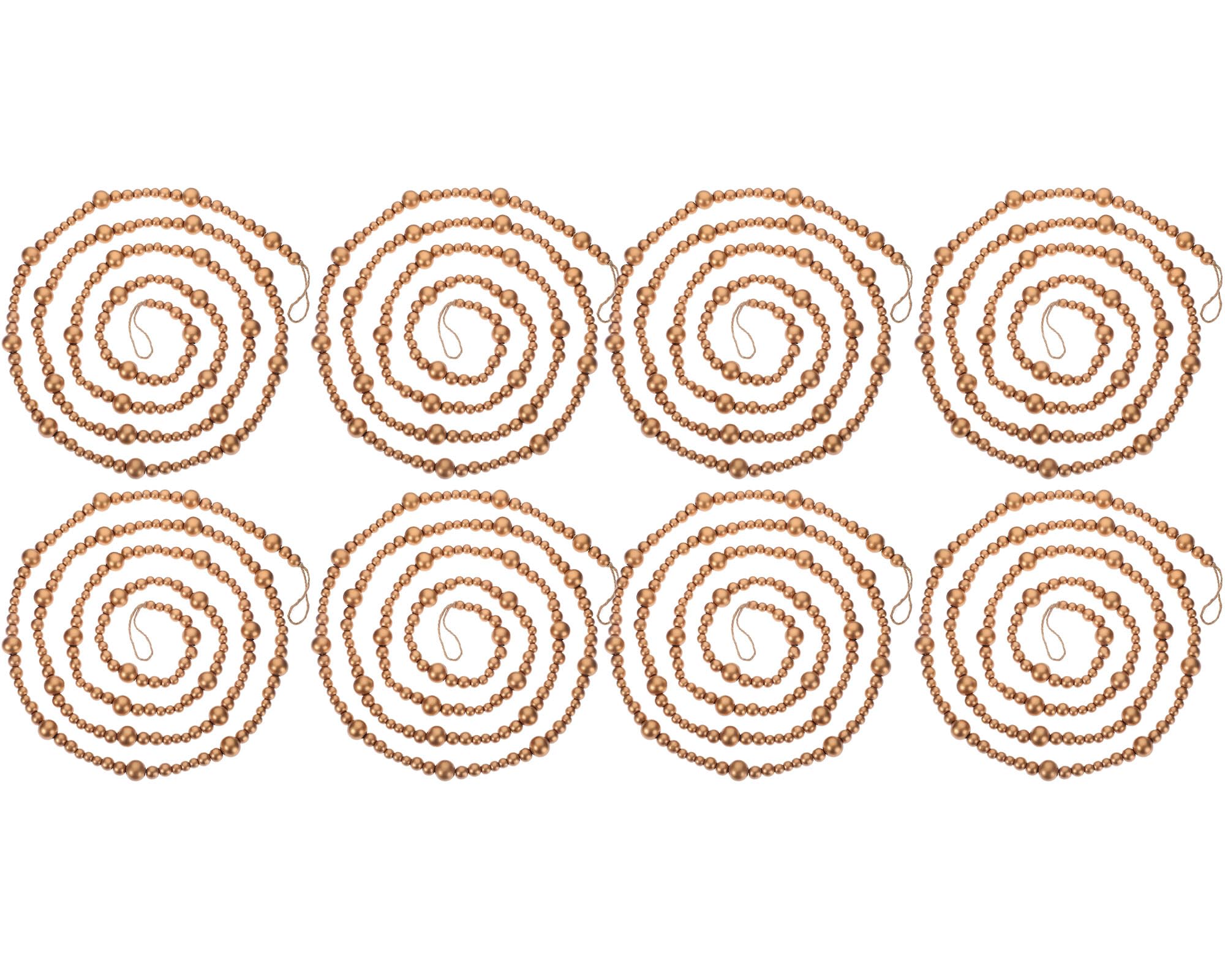 Boao 8 Stück Holzperlen-Girlande, 3 m, rustikale Bauernhaus-Perlen, Wandbehang, Dekoration, Landhaus, natürliche Baumgirlande, dekorative Wandbehang, Gebetsperlen für Weihnachten (Gold)