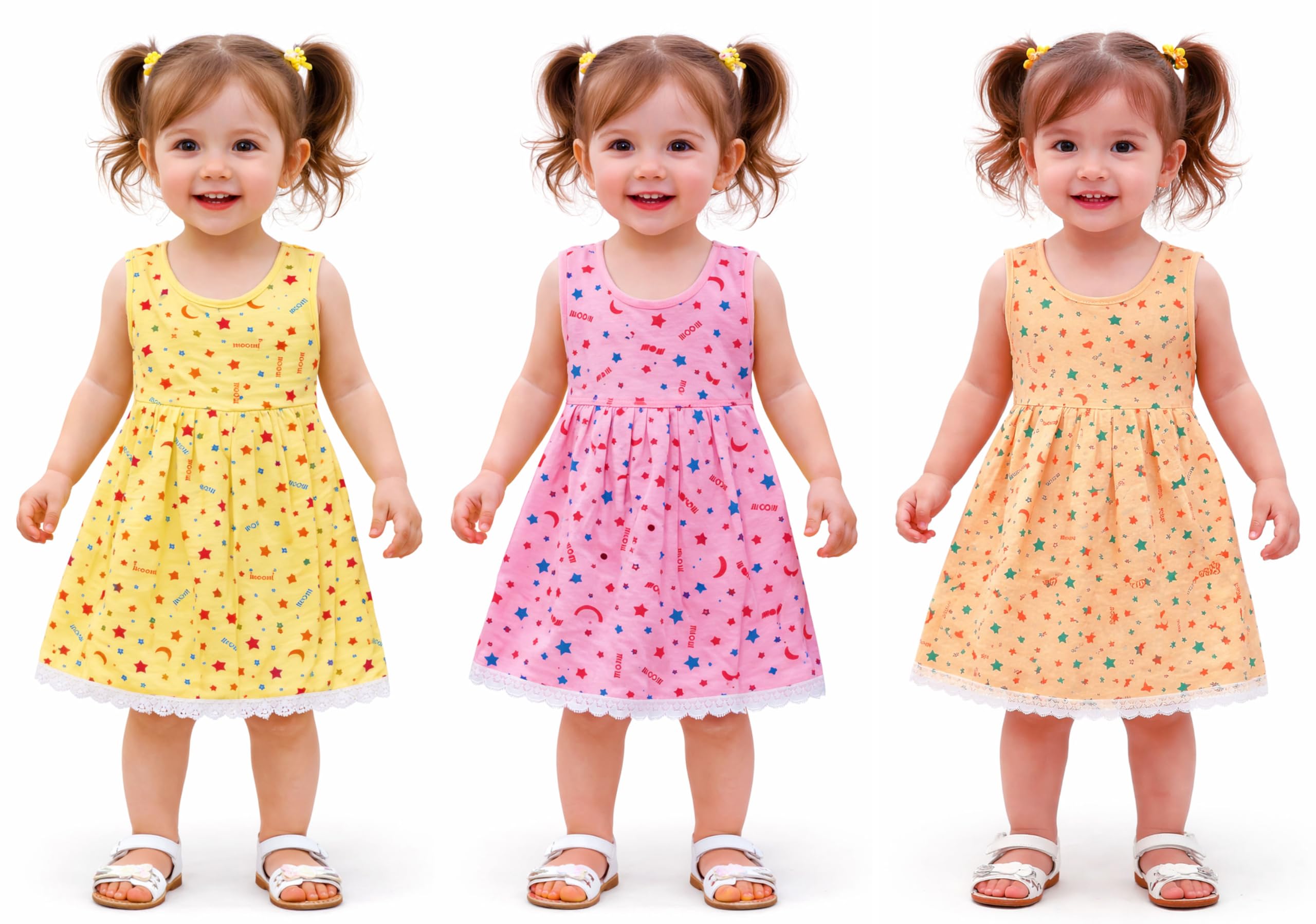 Cotton Dress Slip Knee Length Casual Summer Frock for Baby Girls | Soft & Breathable Fabric Combo Pack of 3-image-11