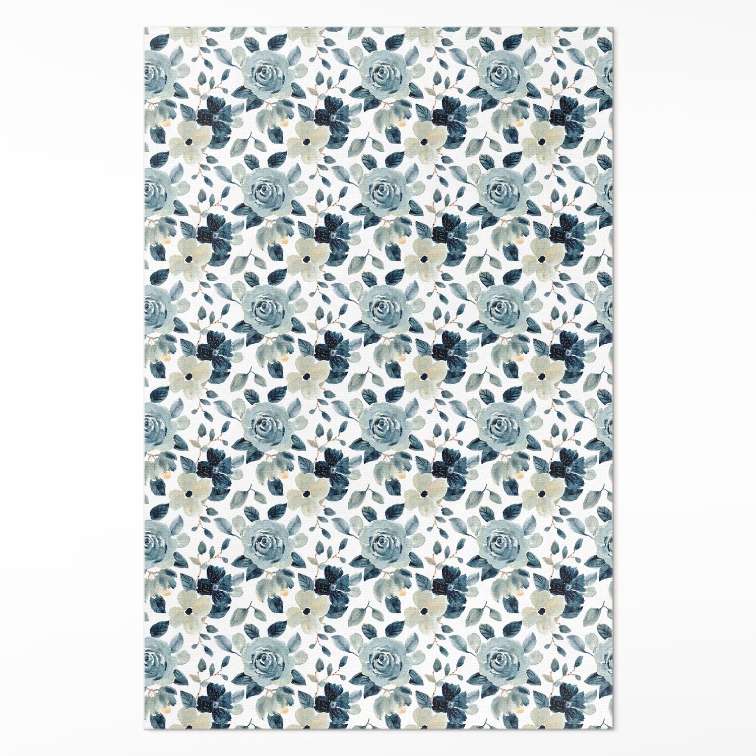 Tapis vinyle cuisine et salon 140x210 cm décor fleurs peintes