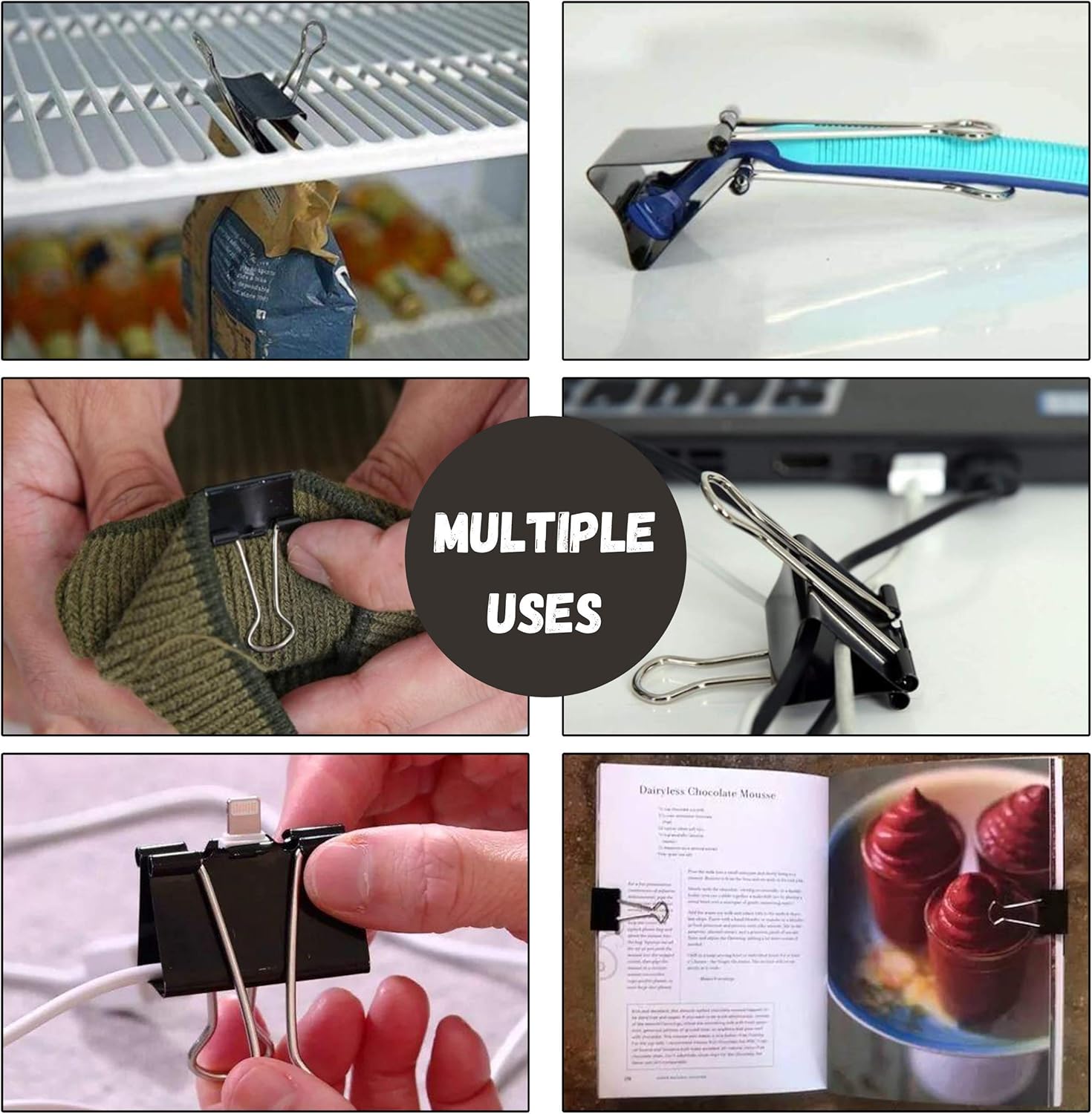 Mr. Pen- Binder Clips, 100 pc, Assorted Sizes, Black, Paper Binder Clips, Paper Clamps Assorted Sizes, Black Clips for Paper, Black Binder Clips, Office Clips Assorted, Metal Binder Clips : Office Products