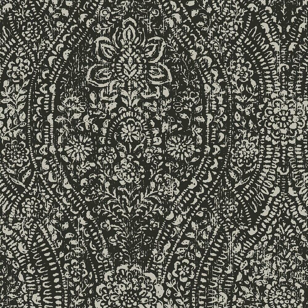 RoomMates RMK11570WP Black and Taupe Ornate Ogee Peel and Stick Wallpaper - Image 4