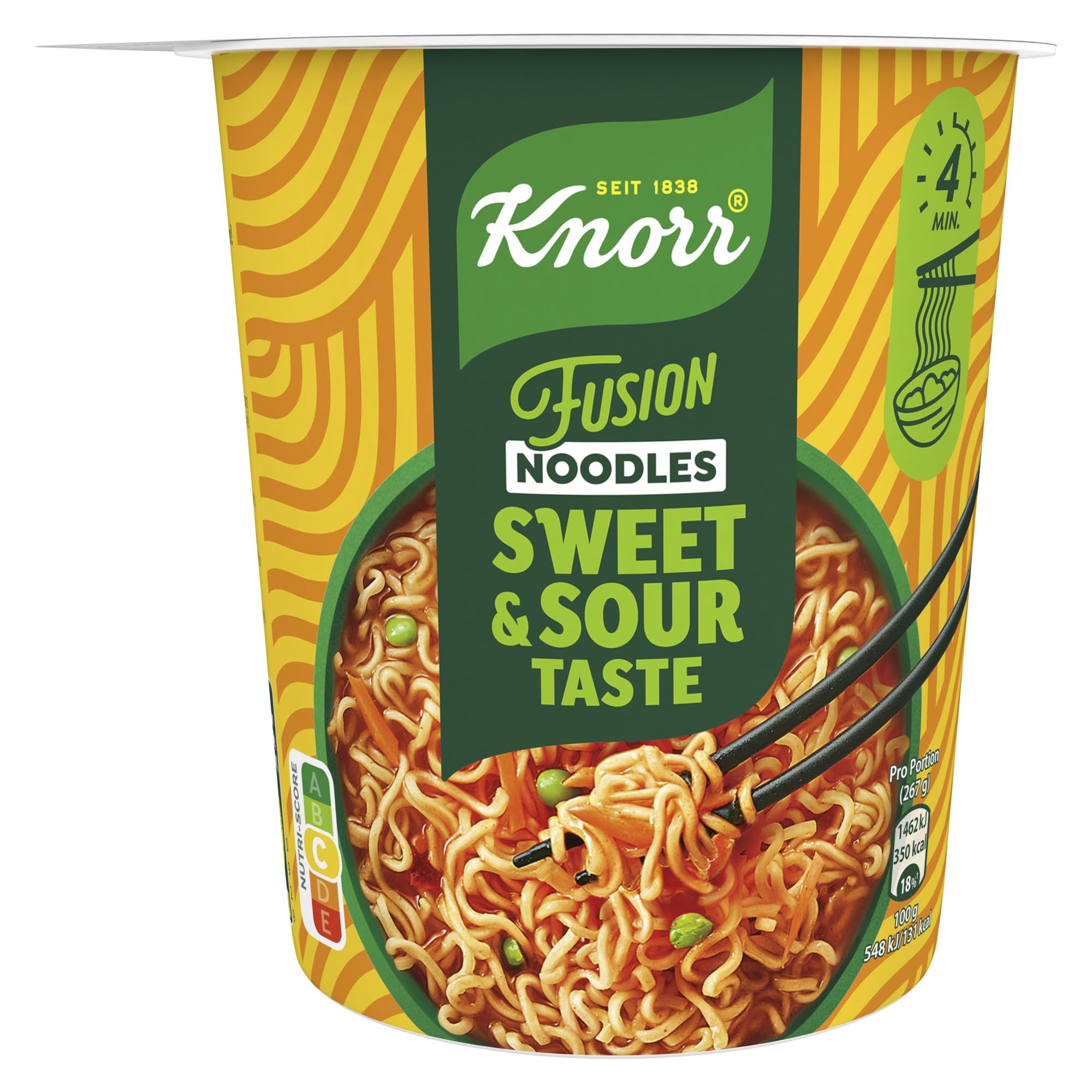 Knorr Fusion Noodles Sweet & Sour Taste Instant Nudeln, leckere Nudeln in süß-saurer Sauce 82 g
