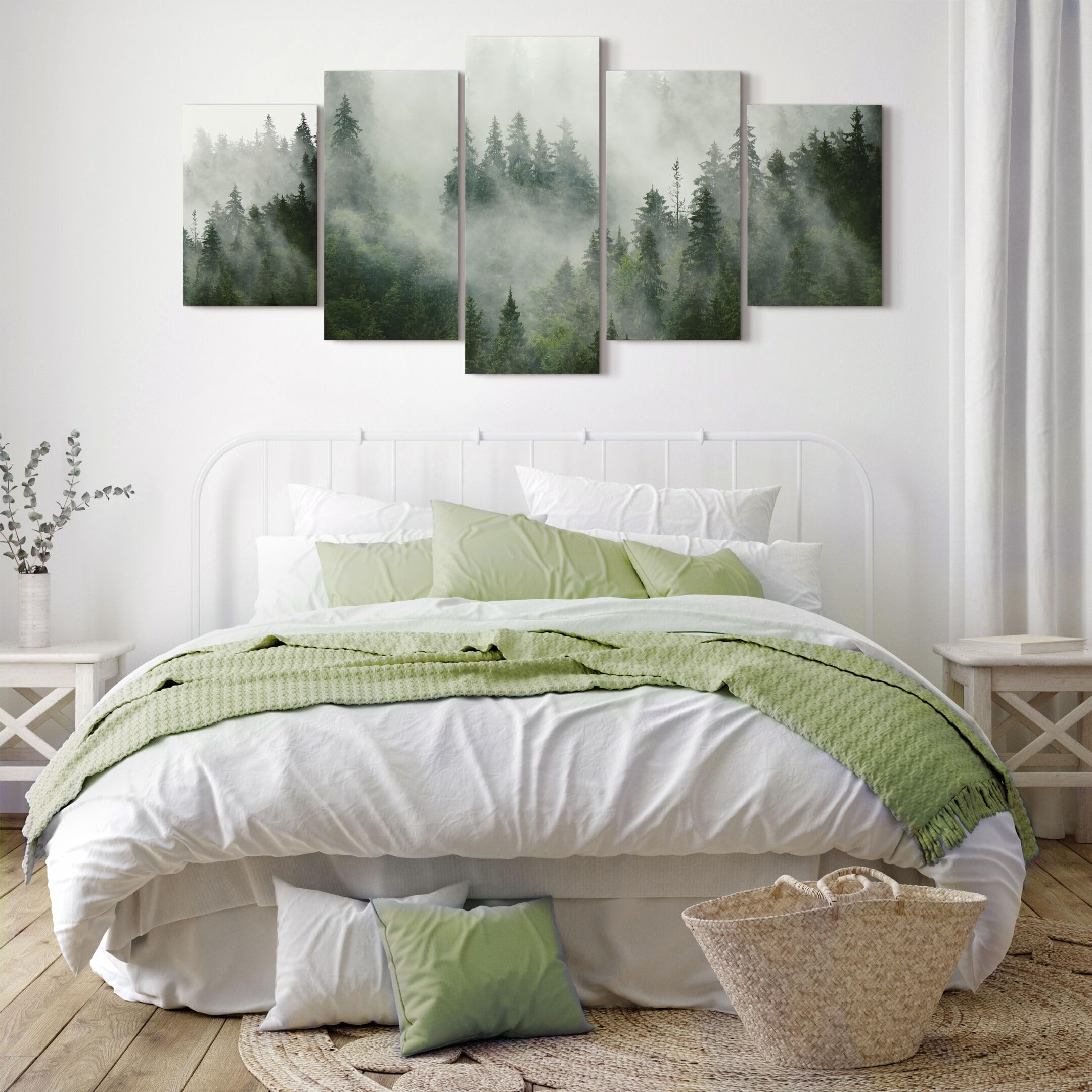 LUMASOUL Wandbilder Wohnzimmer 5-teilig Leinwandbild Wald 11 200x100 cm