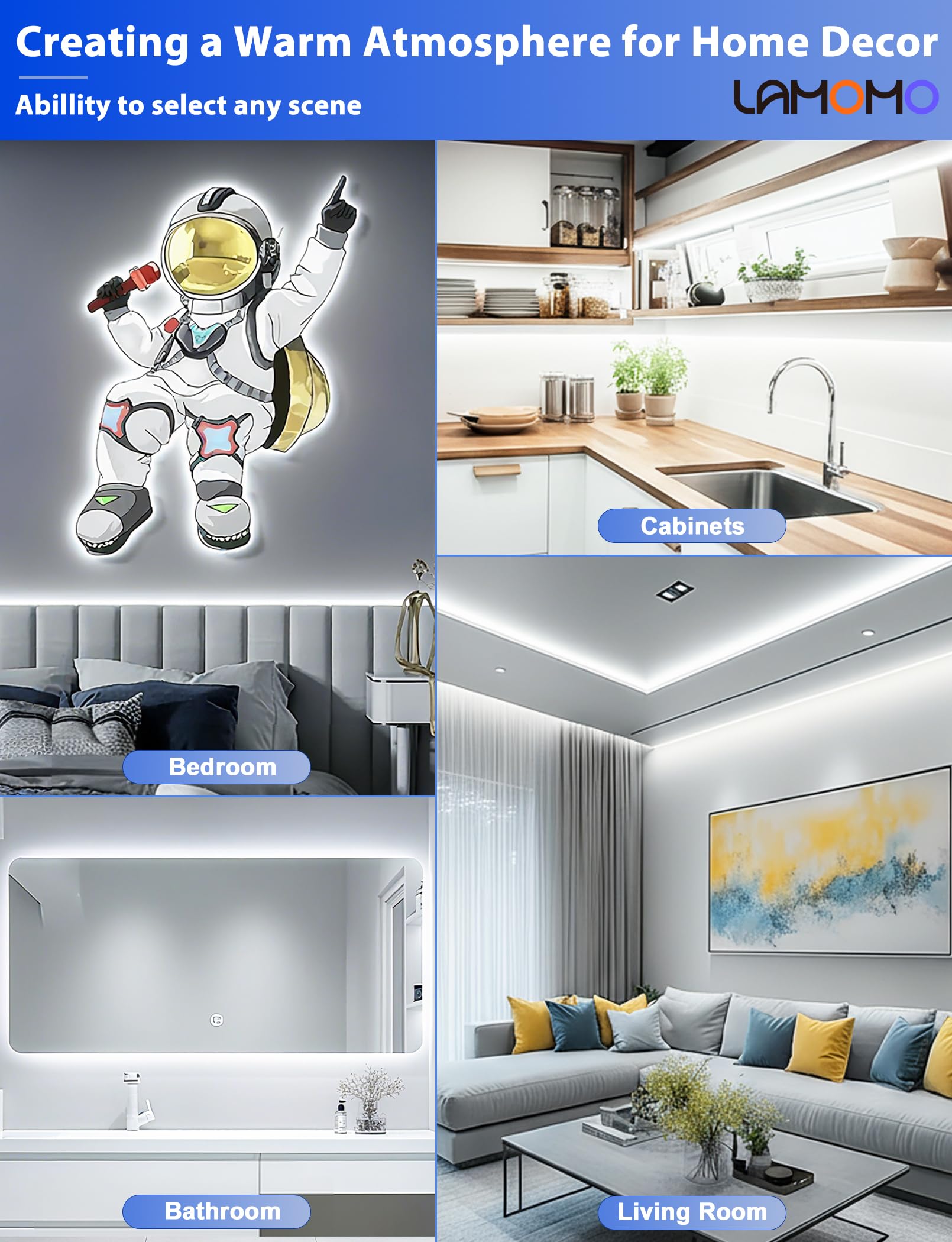 Lamomo Striscia LED COB bianca, dimmerabile, 5 m, impermeabile, 6000 K, con telecomando, in silicone, flessibile, per camera da letto, interni, esterni, cucina, decorazione fai da te, CRI90+