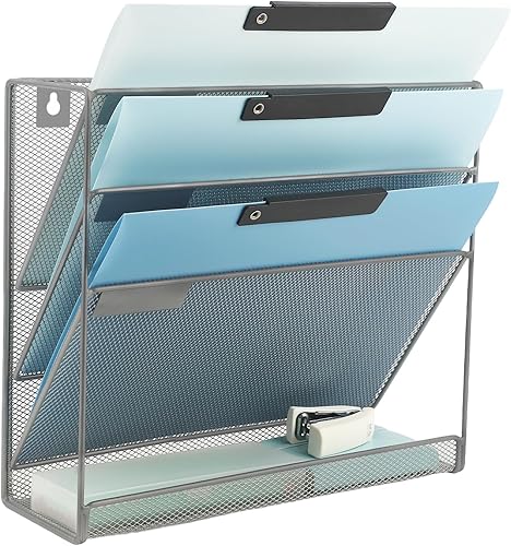 Miniatura 24 de EASEPRES Organizador de archivos de escritorio de malla de 6 niveles, soporte de organización de documentos para colgar en la pared, soporte Verde
