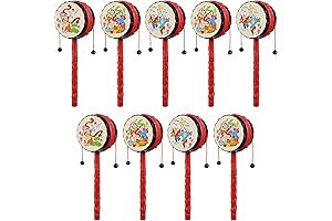Toyvian 9 Pcs Chinese Musical Monkey Rattle Drum Hand-held Percussion Instrument
