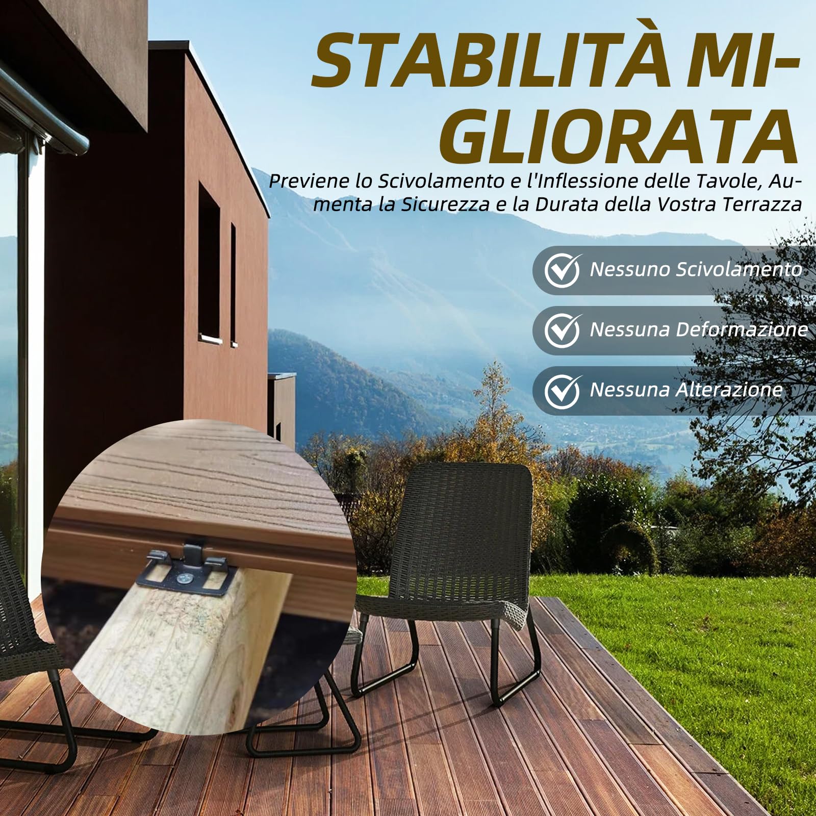 Clip per pavimento WPC, fissaggi nascosti in acciaio inox, adatti per piastrelle di pavimento WPC e BPC, fissaggi da pavimento facili da montare (100 clip, 100 viti, nero) (distanziamento 5mm altezza
