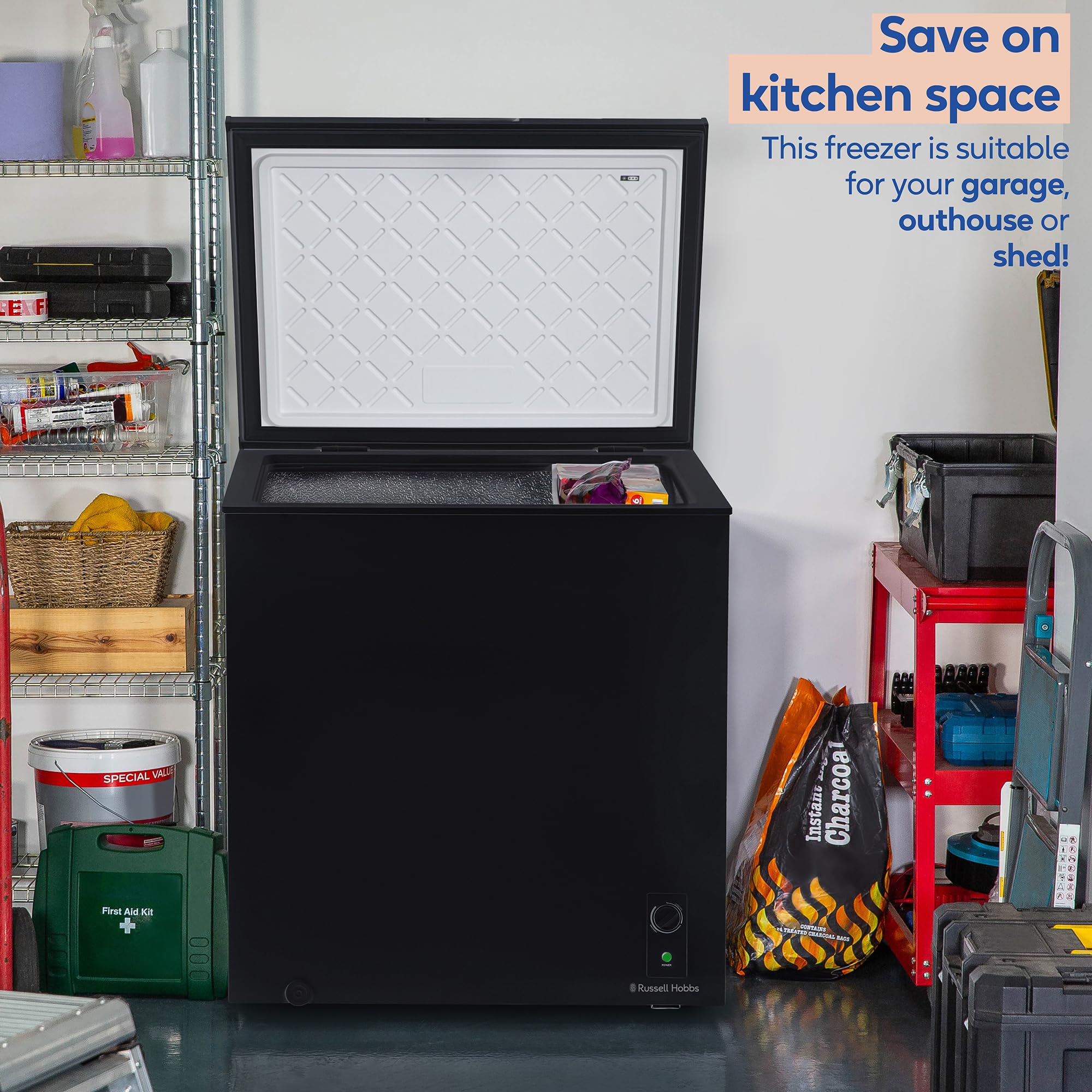 Russell Hobbs White Chest Freezer 198L Freestanding with 5 Year Warranty, Adjustable Thermostat, Chill or Freeze Function, 4 Star Freezer Rating & Suitable for Outbuildings & Garages RH198CF0E1W — view 28