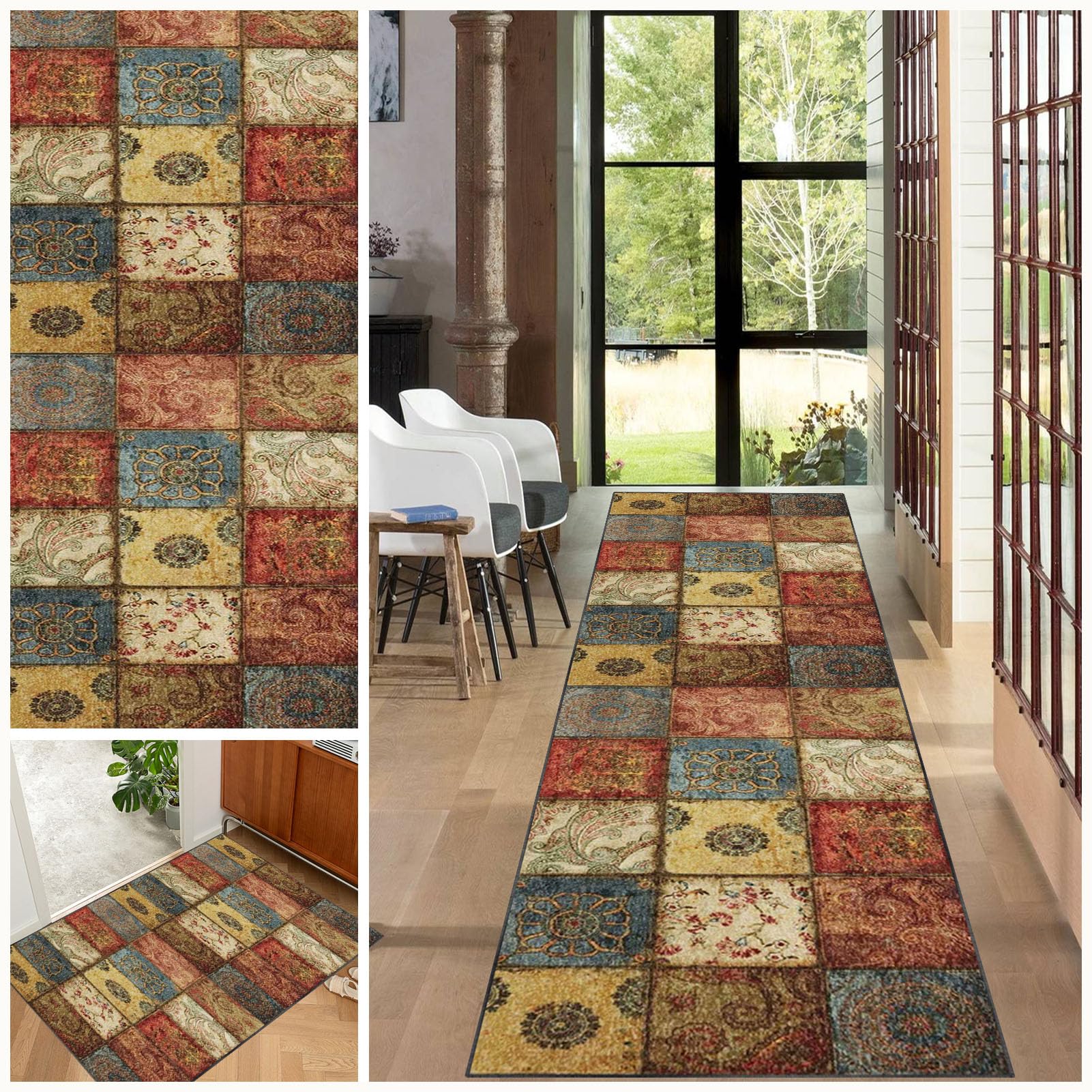 Runner Rug for Entryway, carpet runners Kitchen Rug Runner, 60 x 100 cm Extra Long Hallway Non Slip Backing Area Rug Washable Floor Carpet for Living Room Bedroom Laundry Room Kitchen Room Doormat