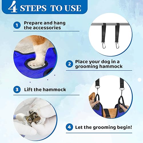 Miniatura 5 de PatiencET Hamaca de Aseo para Perros, Hamaca de Aseo para Mascotas para Gatos y Perros, Soporte para Perros para Corte de Uñas, Cabestrillo para