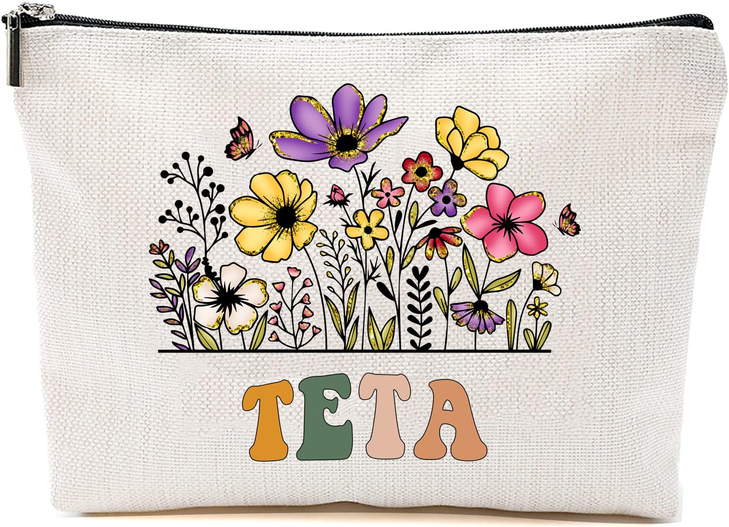 Teta Wildflowers Gifts For Mother's Day Makeup Bags - Teta Flower Gift Bags - Mom Birthday Gifts - Travel Cosmetic Bag For Birthday