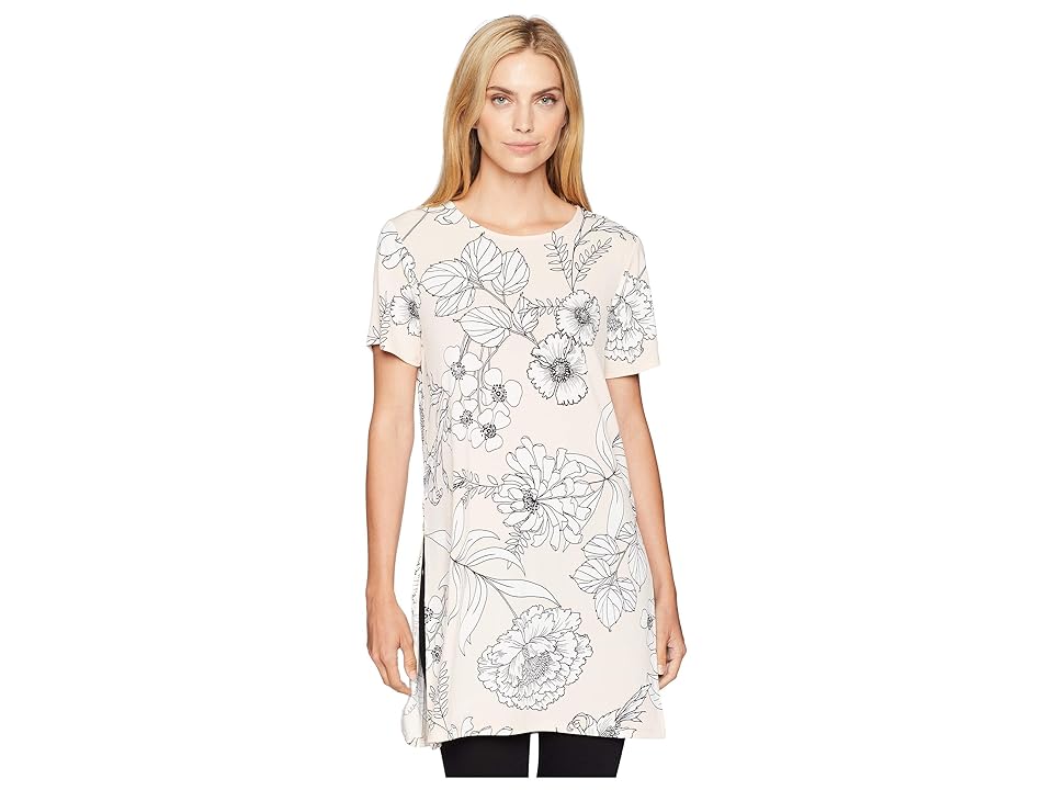 

Calvin Klein Short Sleeve Long Tunic (Blush Combo) Women's Clothing