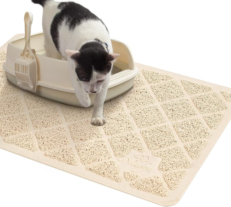 Tapete para Caixa de Areia de Gatos Niubya com Fundo Impermeável e Antiderrapante Bege