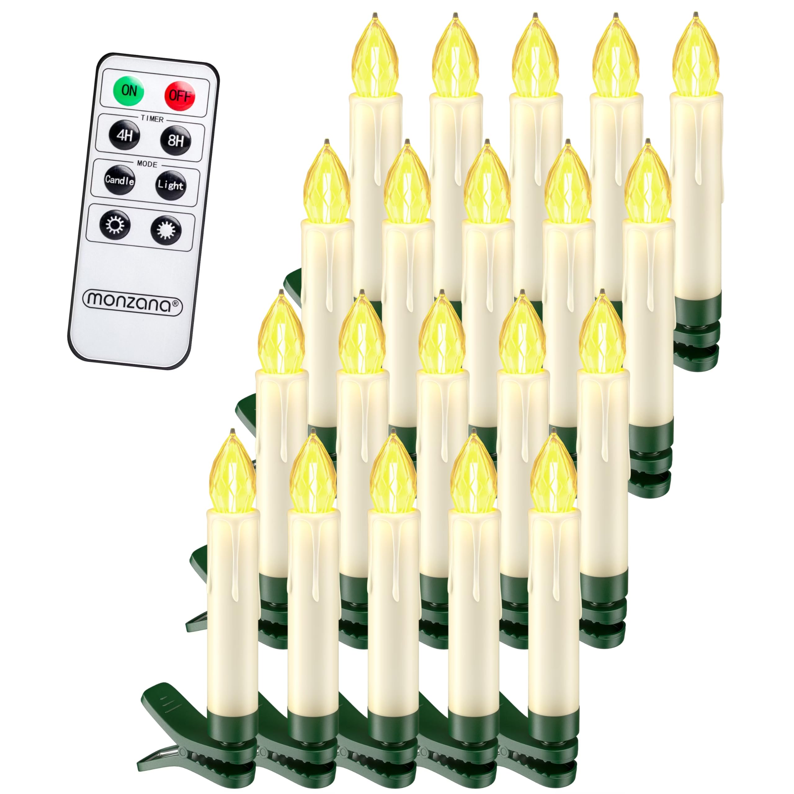 DEUBA® 20 Velas LED Decorativas Árbol Navidad Control Remoto Temporizador Inalámbrico Blanco Cálido