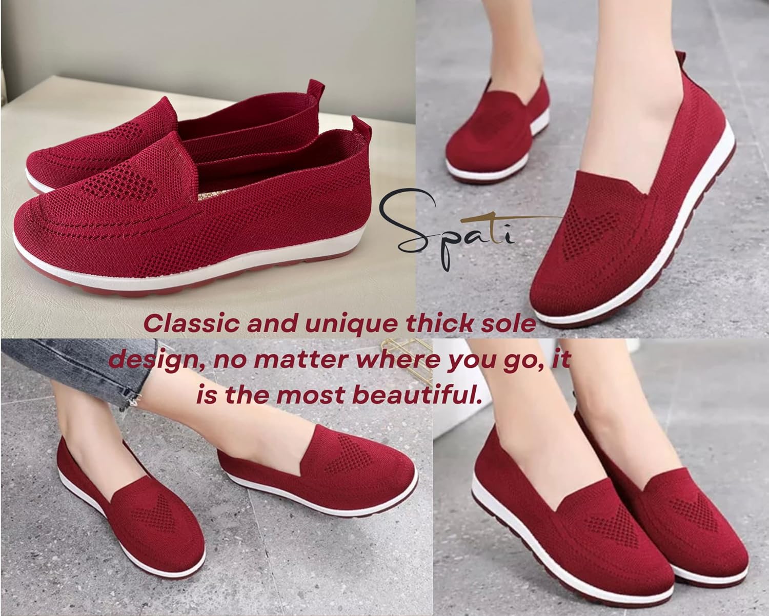 SPATI Women's Knitting Flat Shoes Walking Shoes Comfort Loafers Breathable Mesh Female Round Toe Black, Pink, Purple, Red - Image 2