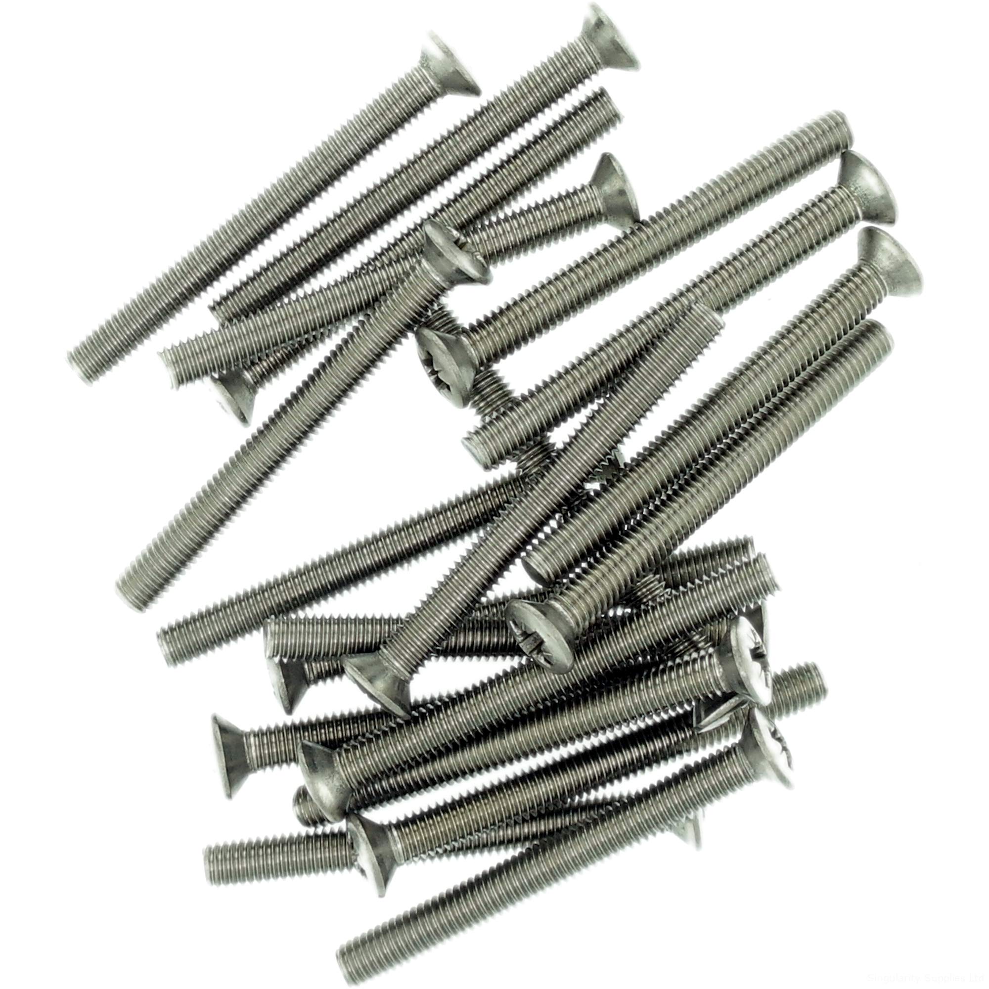 Singularity Supplies M5 (5Mm X 6Mm) Pozi Raised Countersunk Machine Screw (Bolt) - Stainless Steel (A2) (Pack Of 20)