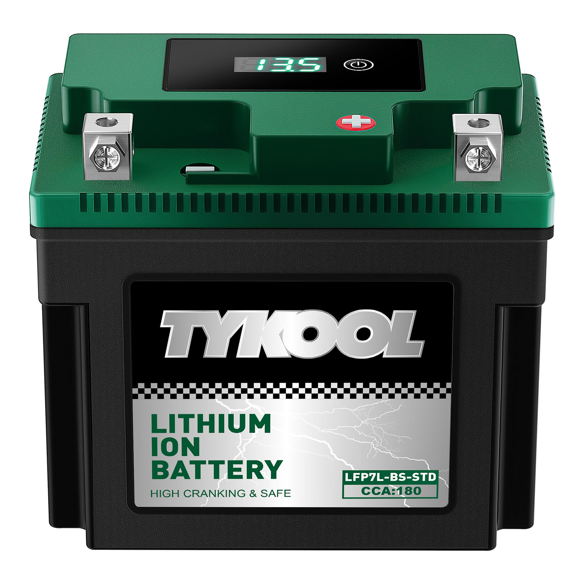 YTX7L-BS-STD 2X Cranking Amps,180CCA,Lithium Iron Phosphate Motorcycle Battery,Digital Readout,Comptitable for Honda,Suzuki Motorycle, Kawasaki ATV,Piaggio Scooter,Predator 3500 Generator battery