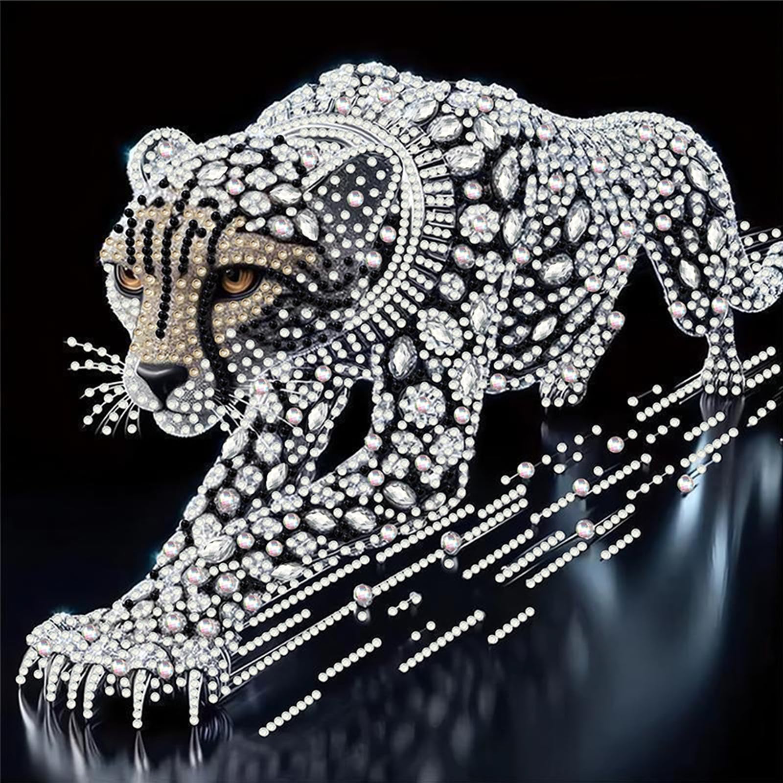 5D Special Shape Diamond Art Painting Kits for Adults, DIY Crystal Rhinestone Gem Art Craft for Beginners, Diamond Mosaic Kit, Home Wall Decor Gift 11.8x11.8 Inch(Leopard)