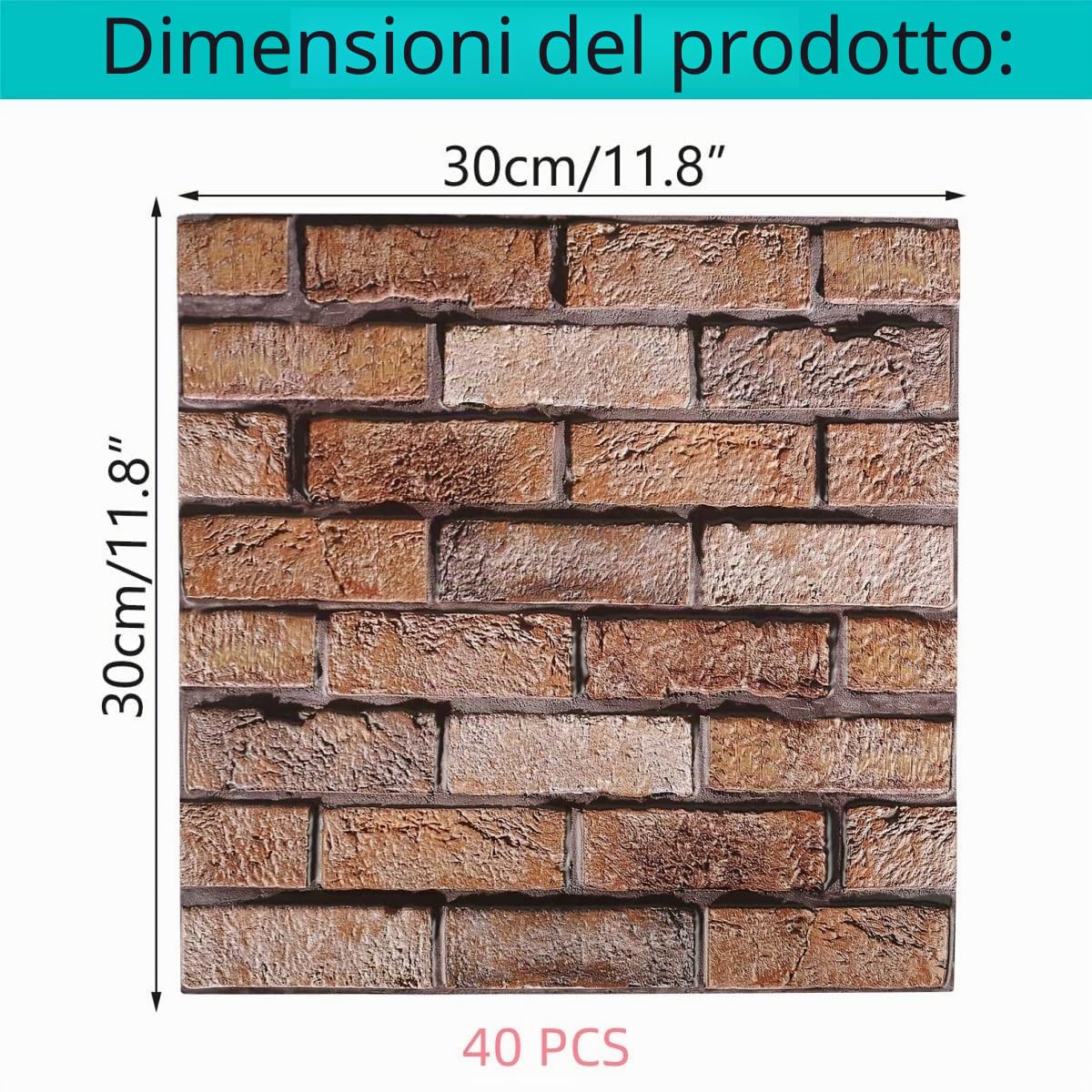 40 pezzi Pannelli Decorativi Per Pareti, Pannelli Adesivi per Pareti, Adesivi Murali 3d, Carta Parati Adesiva Muro, Carta da Parati Adesiva, Pannello Finto Mattone, Finta Pietra per Interni