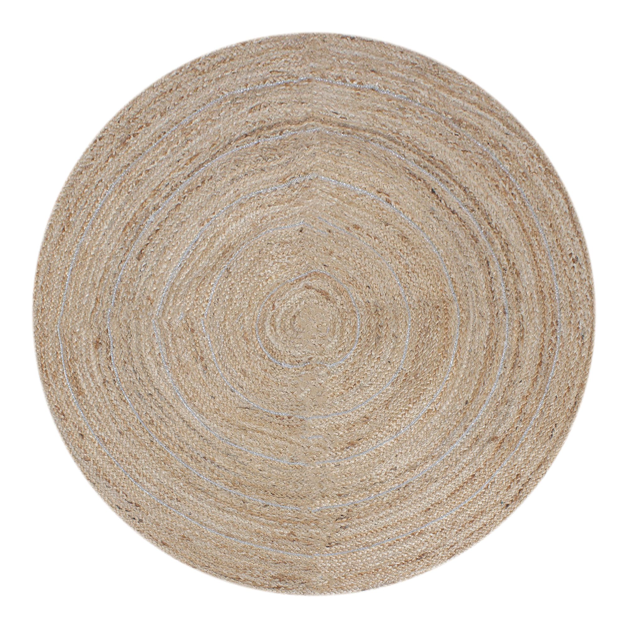 Tapis rond en jute tressé idéal pour salon, chambre et cuisine beige