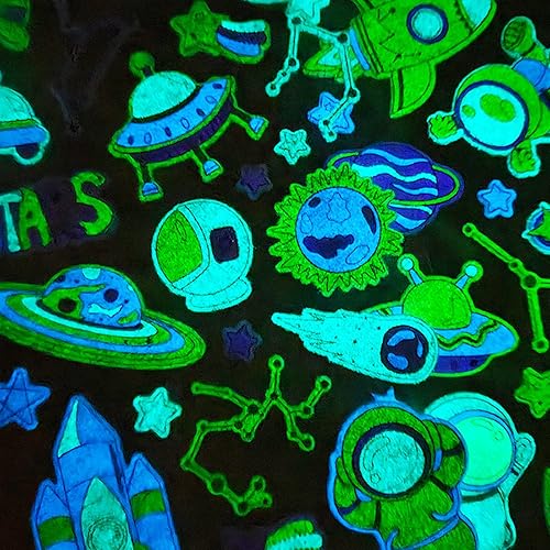 Miniatura 8 de Calcomanías espaciales para niños, calcomanías hinchadas 3D, paquete de calcomanías de espuma que brillan en la oscuridad, para fiestas temáticas