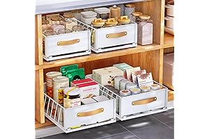 Pull Out Sliding Mesh Cabinet Organizer with Handle - Effortless Kitchen Storage Solution
