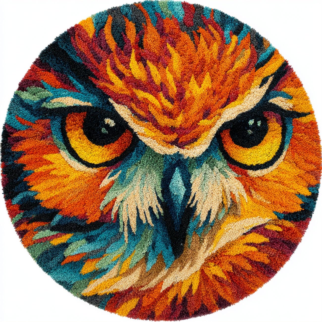 Kitquiver Animal Latch Hook Kit Cartoon Owl DIY Rug Making Craft Kits with Yarn & Canvas and Crochet Needle Embroidery Decoration 100x100cm