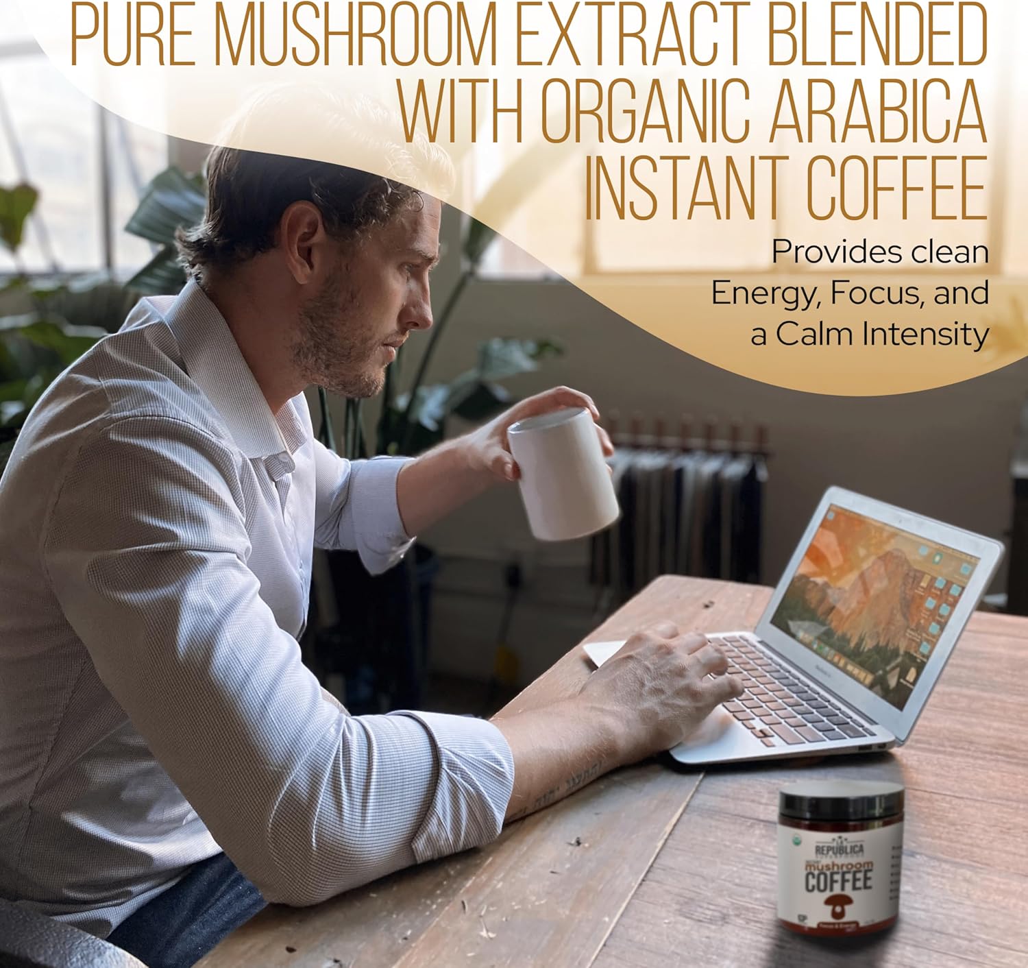La Republica Organic Mushroom Coffee (30 Servings) Made with Full-Fruiting Bodies, Arabica Shade-Grown with Lion's Mane, Reishi, Chaga,Turkey Tail and More