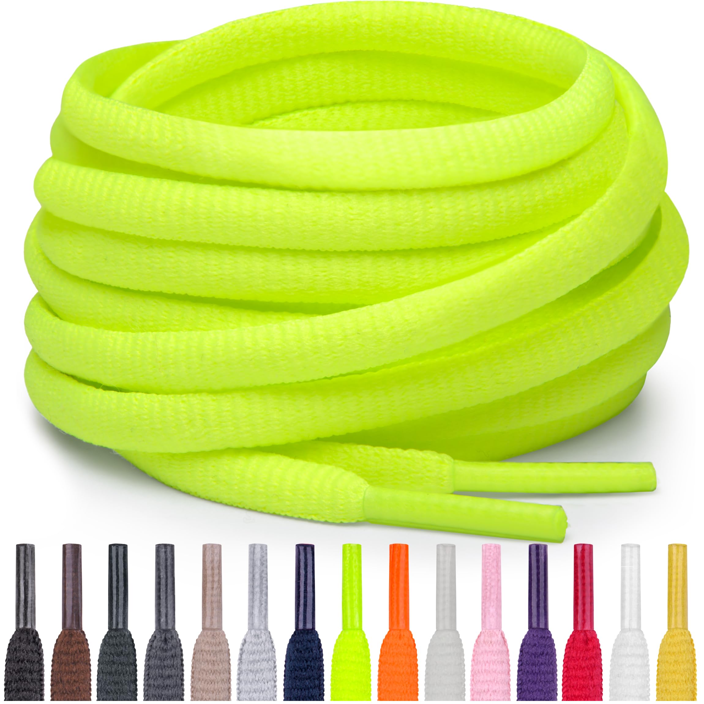Miscly Oval Athletic Shoe Laces, Multiple Lengths and Colors Available